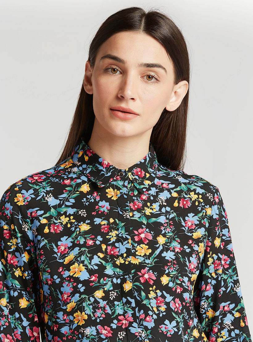 قميص بطبعات أزهار وأكمام طويلة ووصلة أزرار مخفيّة-women-clothing-shirtsandblouses-shirts-image-1