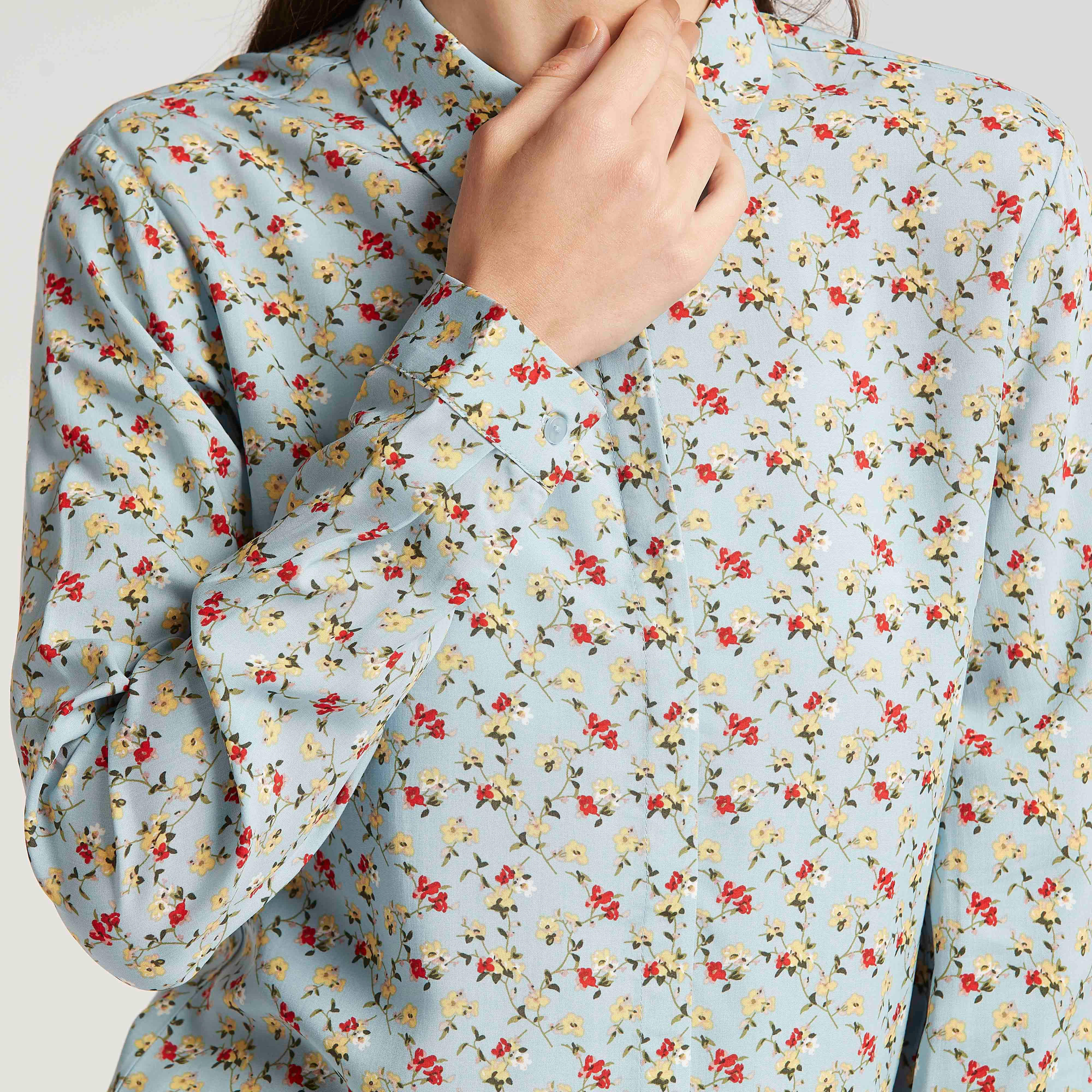 Floral Print Shirt with Long Sleeves and Concealed Placket-women-clothing-shirtsandblouses-shirts-image-3