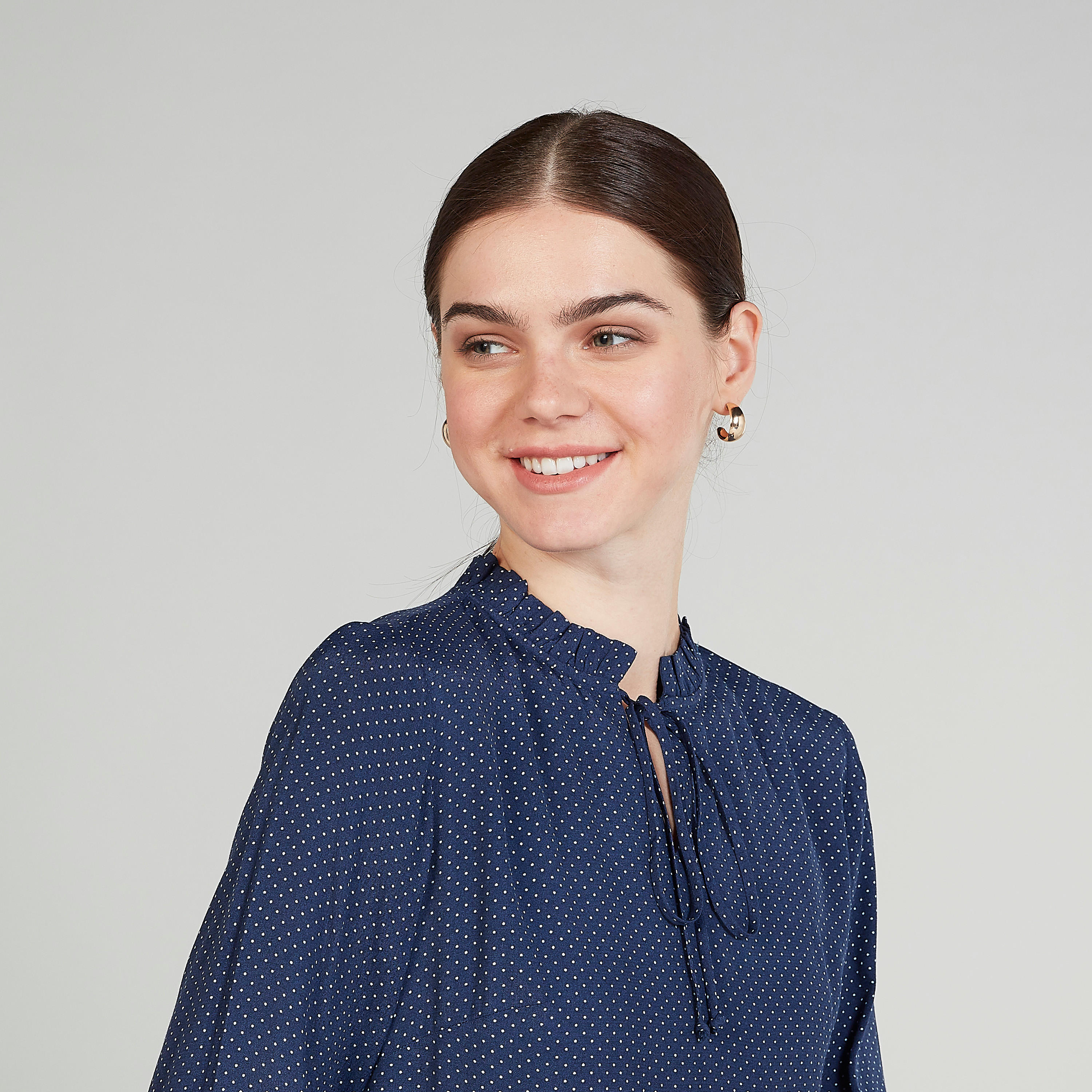Polka Dot Top with Flounce Sleeves and Tie Ups-women-clothing-shirtsandblouses-blouses-image-3