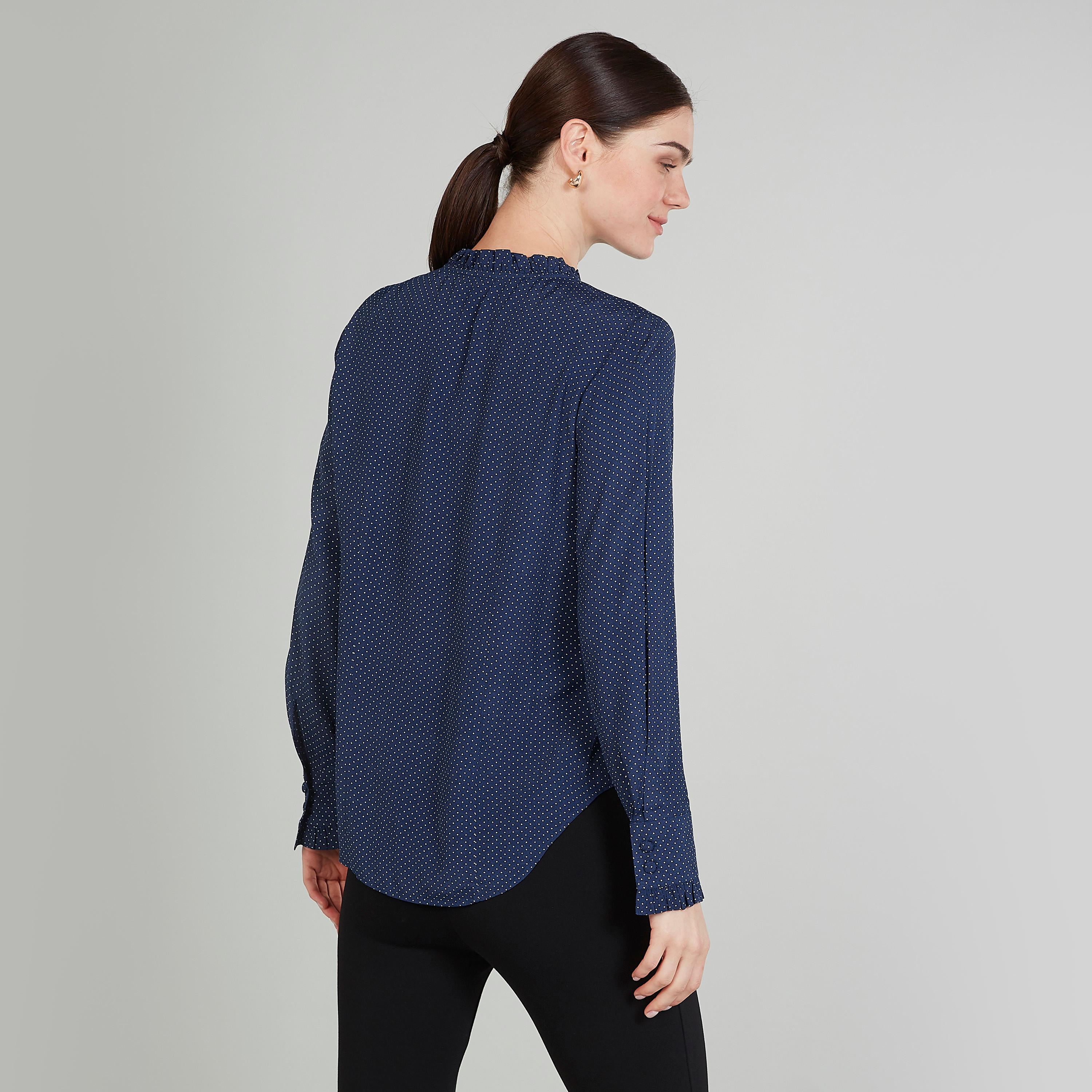 Polka Dot Top with Flounce Sleeves and Tie Ups-women-clothing-shirtsandblouses-blouses-image-4
