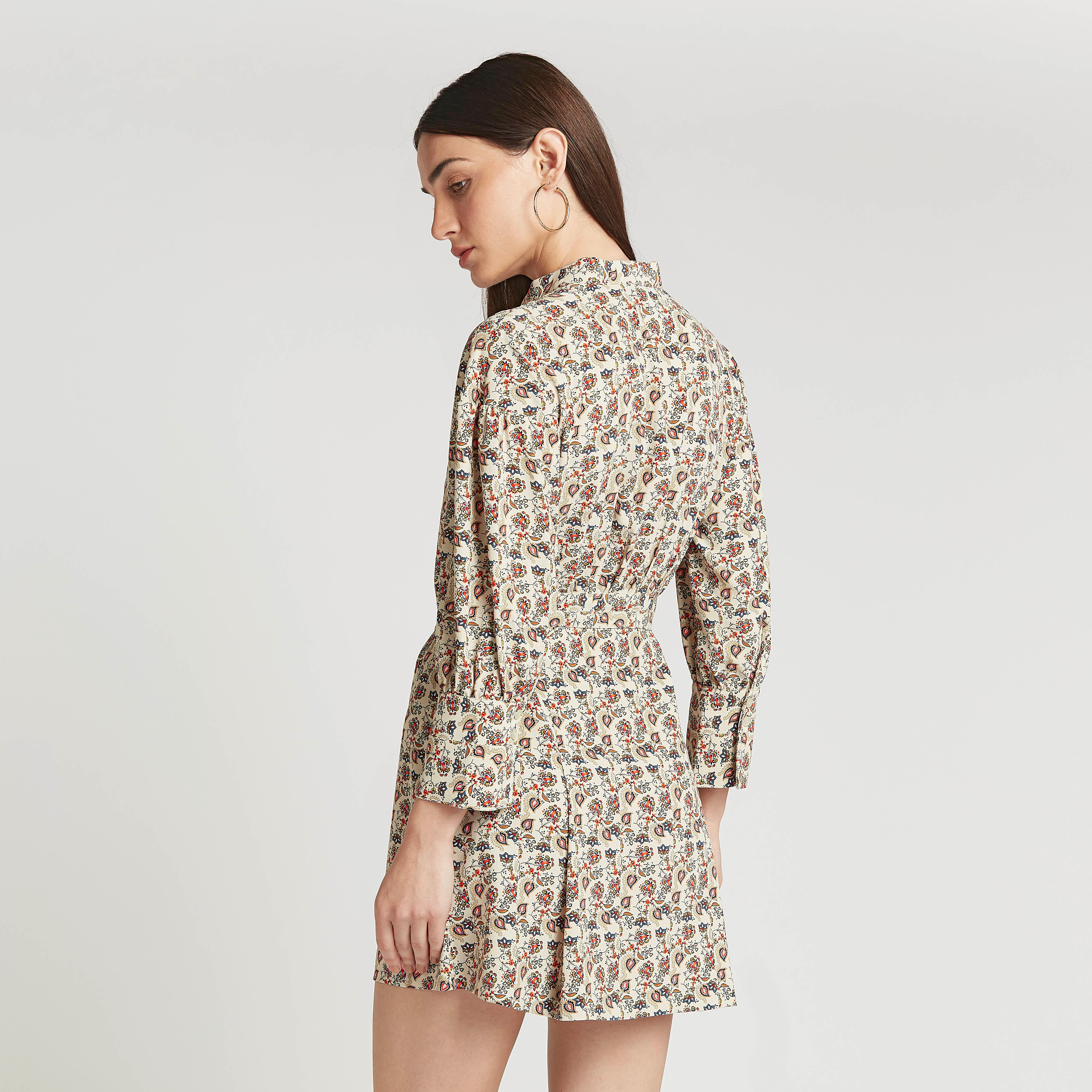 فستان قصير واسع بأكمام طويلة وأربطة وطبعات-women-clothing-dresses-image-2