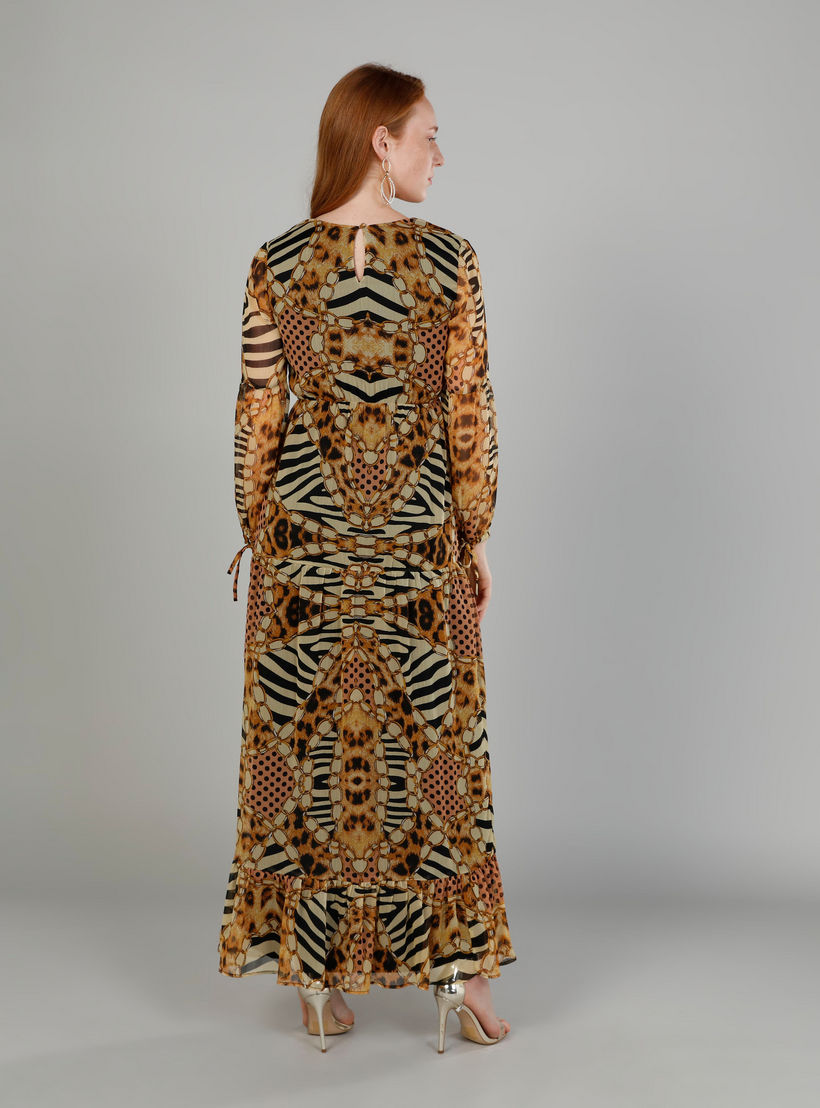 فستان طويل إيه لاين بياقة V وأكمام طويلة وطبعات-women-clothing-dresses-image-4