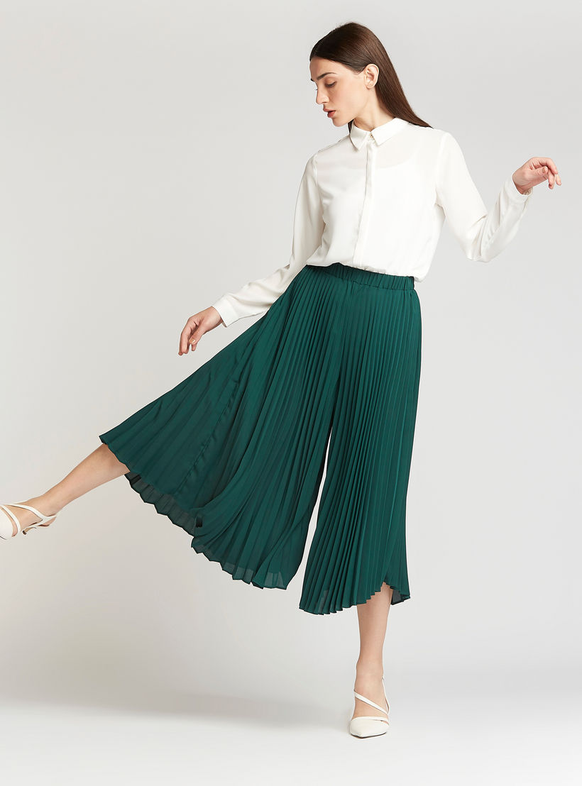 بنطلون قصير بارز الملمس بخصر مطاطي متوسط الارتفاع-women-clothing-bottoms-trousers-image-3