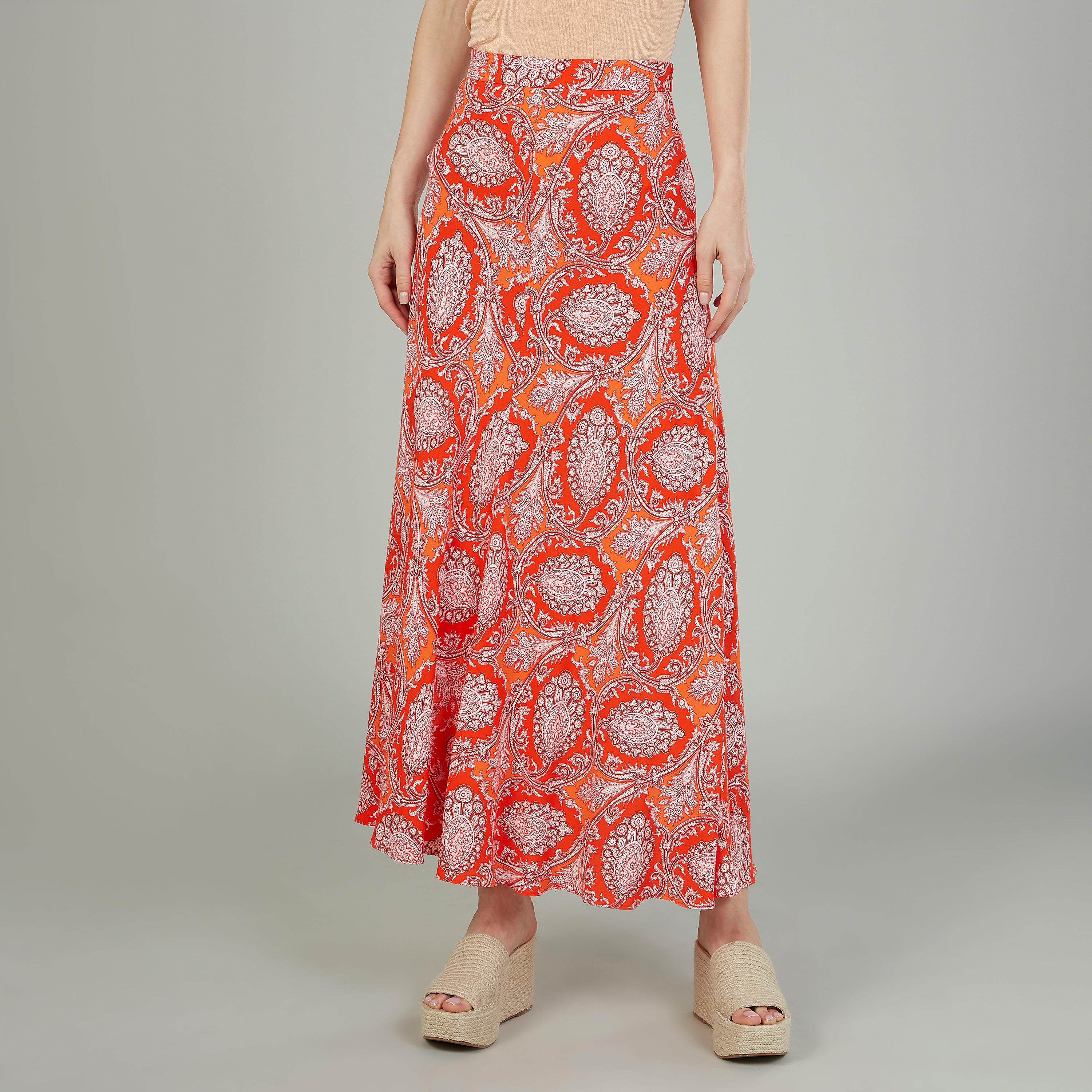 تنورة طويلة ايه لاين بخصر مطّاطي وطبعات-women-clothing-bottoms-skirts-image-1