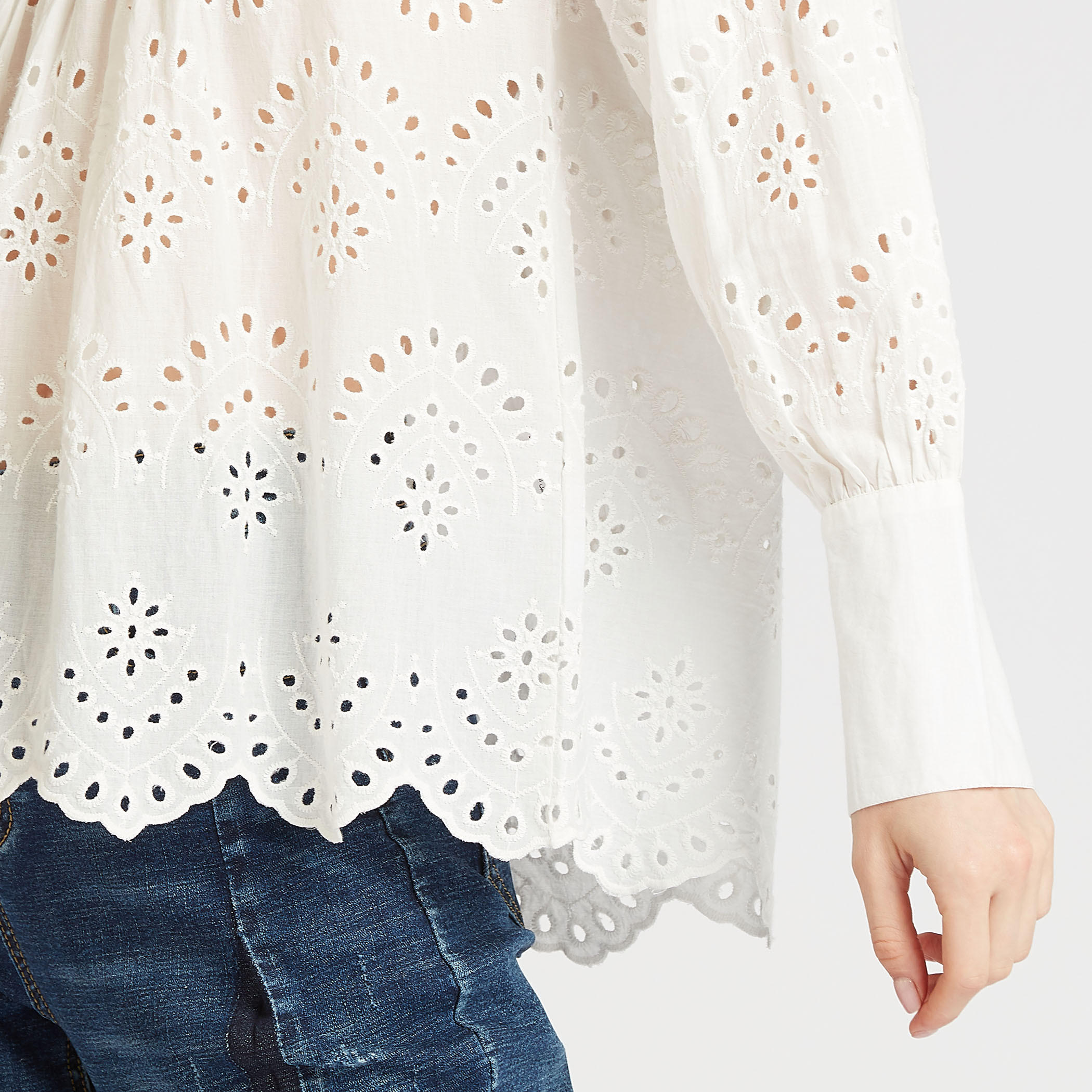 بلوزة شيفلي بياقة ماندارين وأكمام طويلة-women-clothing-shirtsandblouses-blouses-image-3