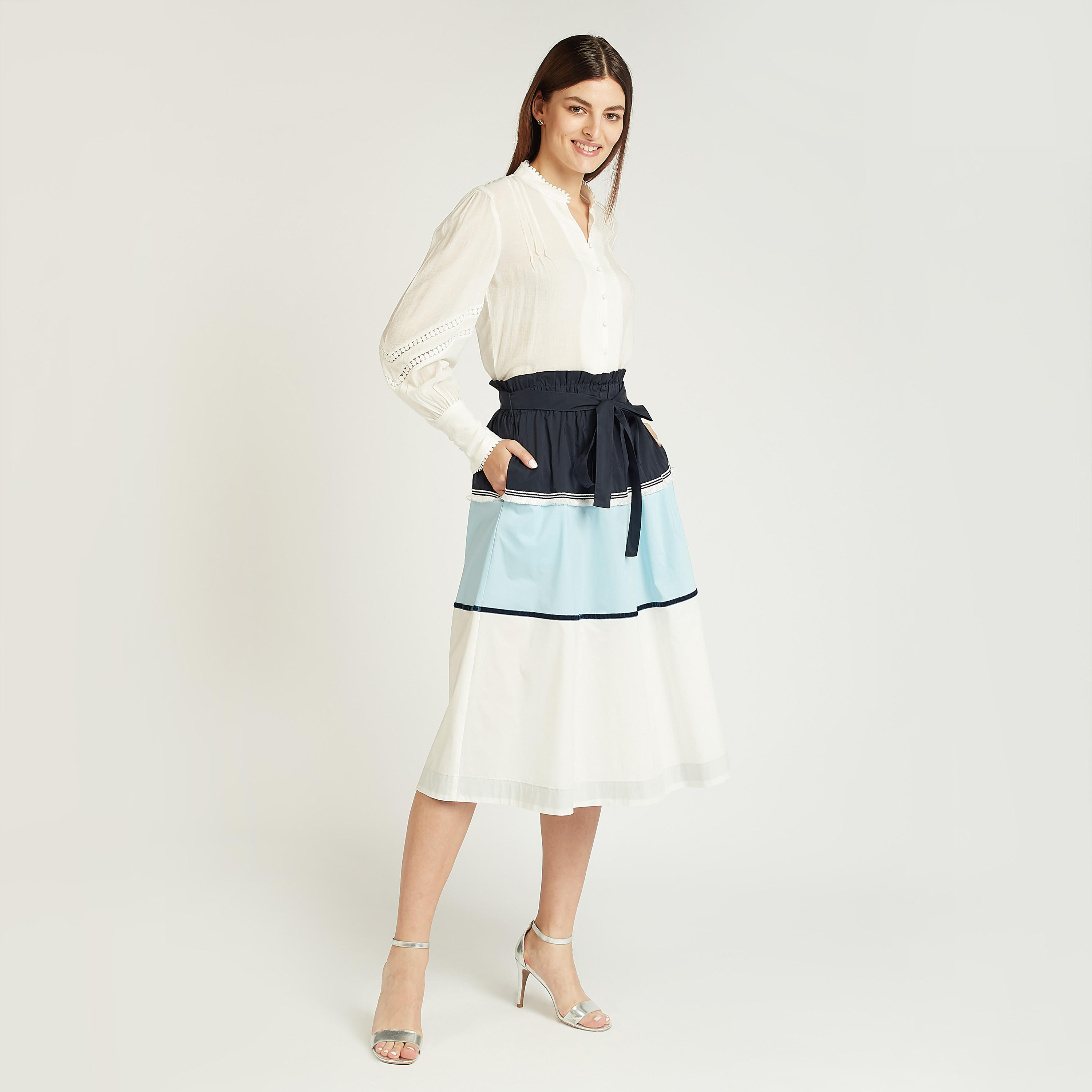 قميص بارز الملمس بياقة ماندارين وأكمام طويلة-women-clothing-shirtsandblouses-shirts-image-3