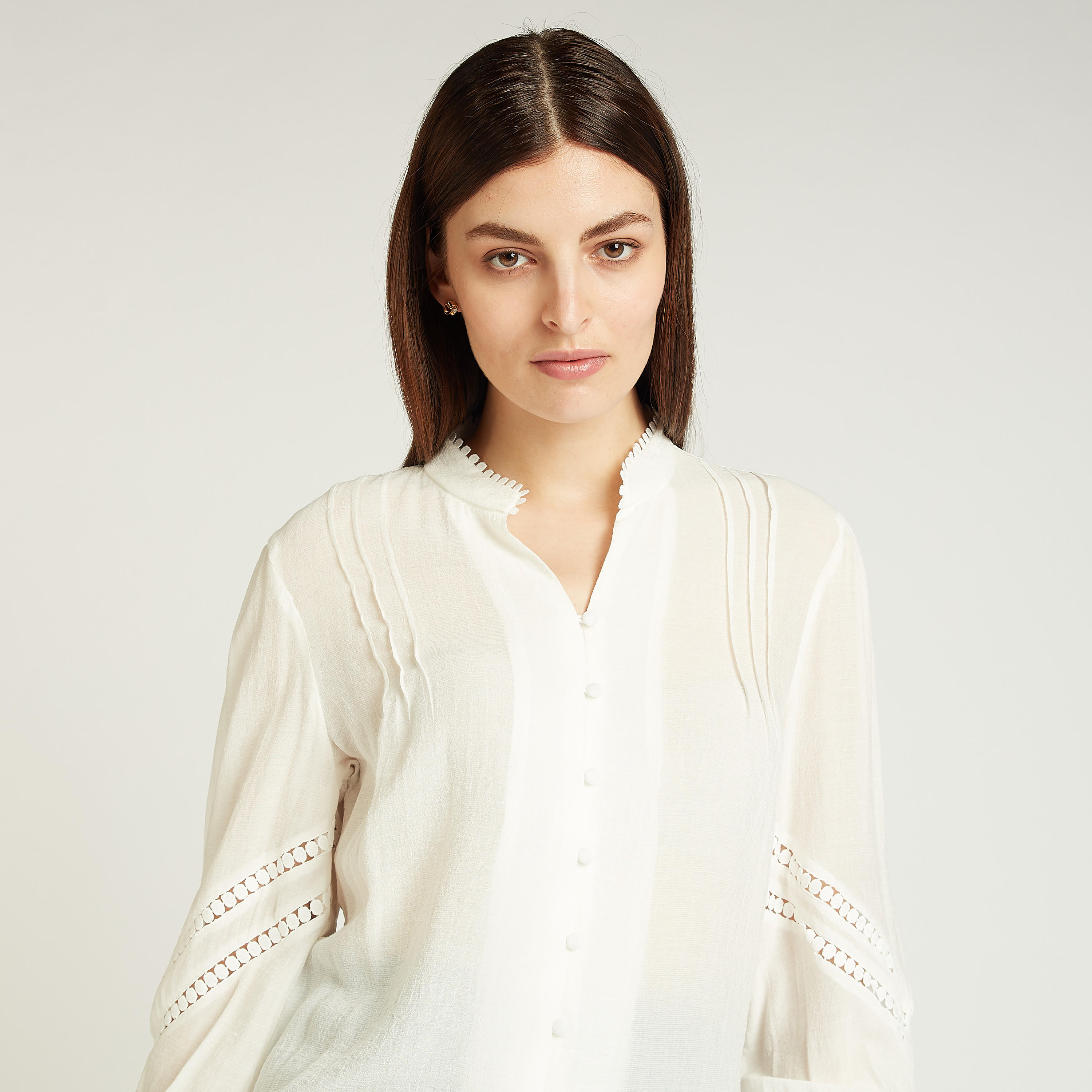 قميص بارز الملمس بياقة ماندارين وأكمام طويلة-women-clothing-shirtsandblouses-shirts-image-2