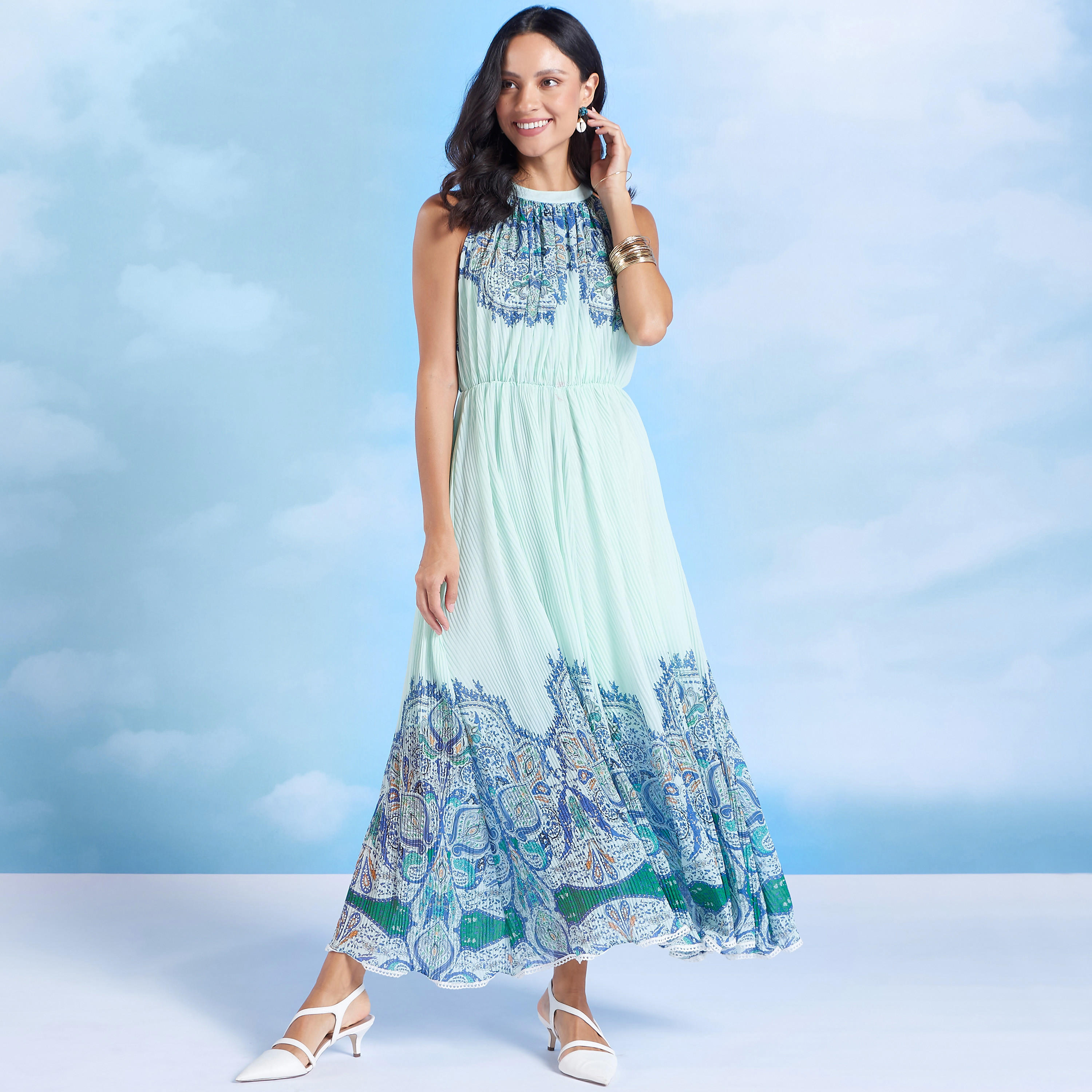 Printed Sleeveless Maxi Dress with Round Neck-women-clothing-dresses-image-1