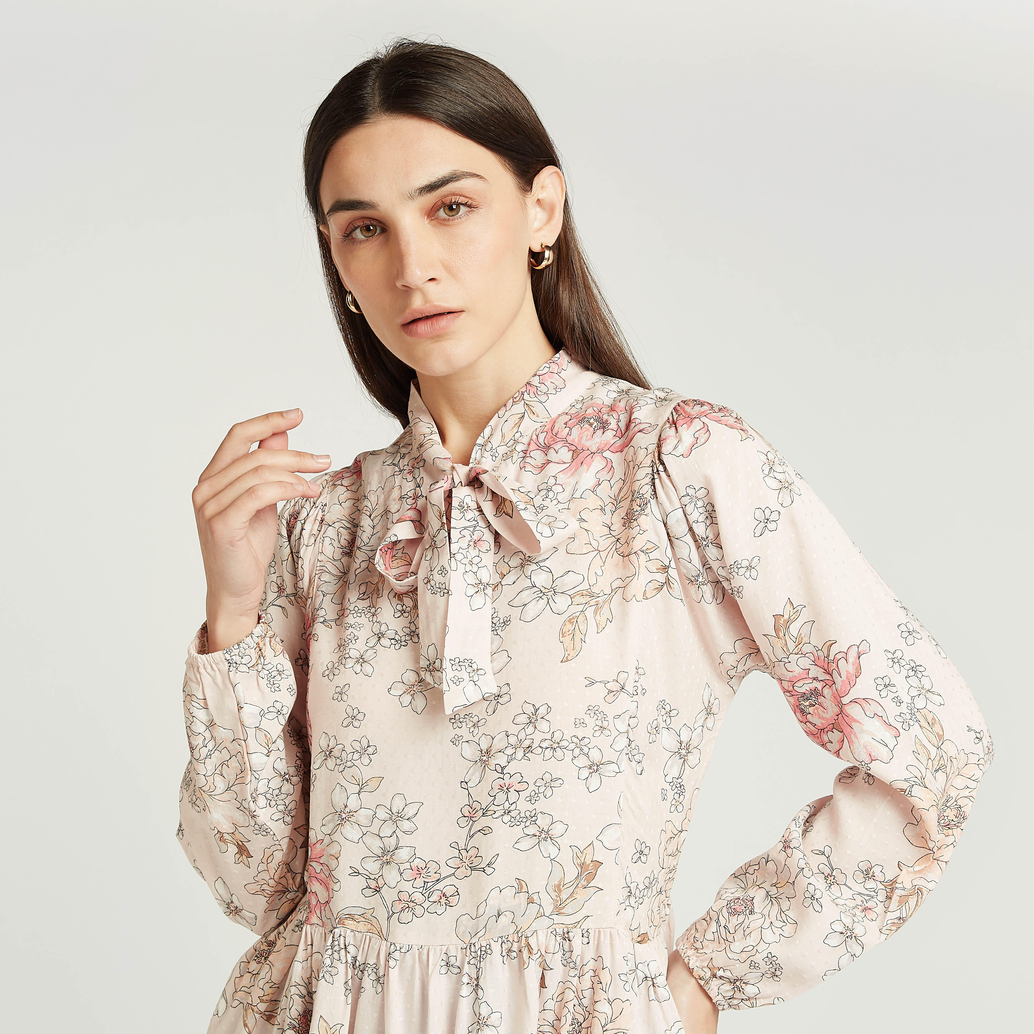 Printed Peplum Top with Long Sleeves and Necktie-women-clothing-shirtsandblouses-blouses-image-3