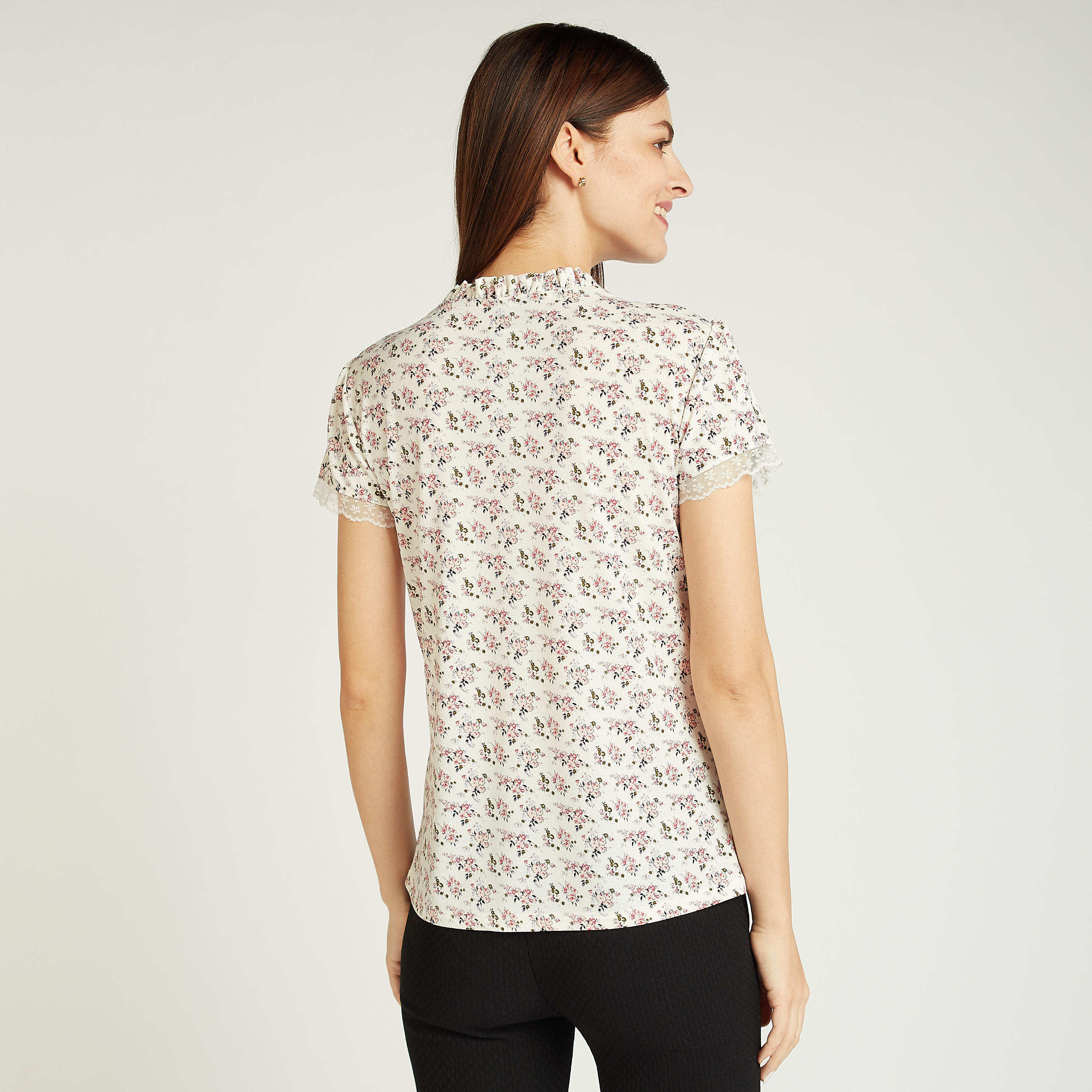 Printed Top with Short Sleeves and Tie Ups-women-clothing-shirtsandblouses-blouses-image-4