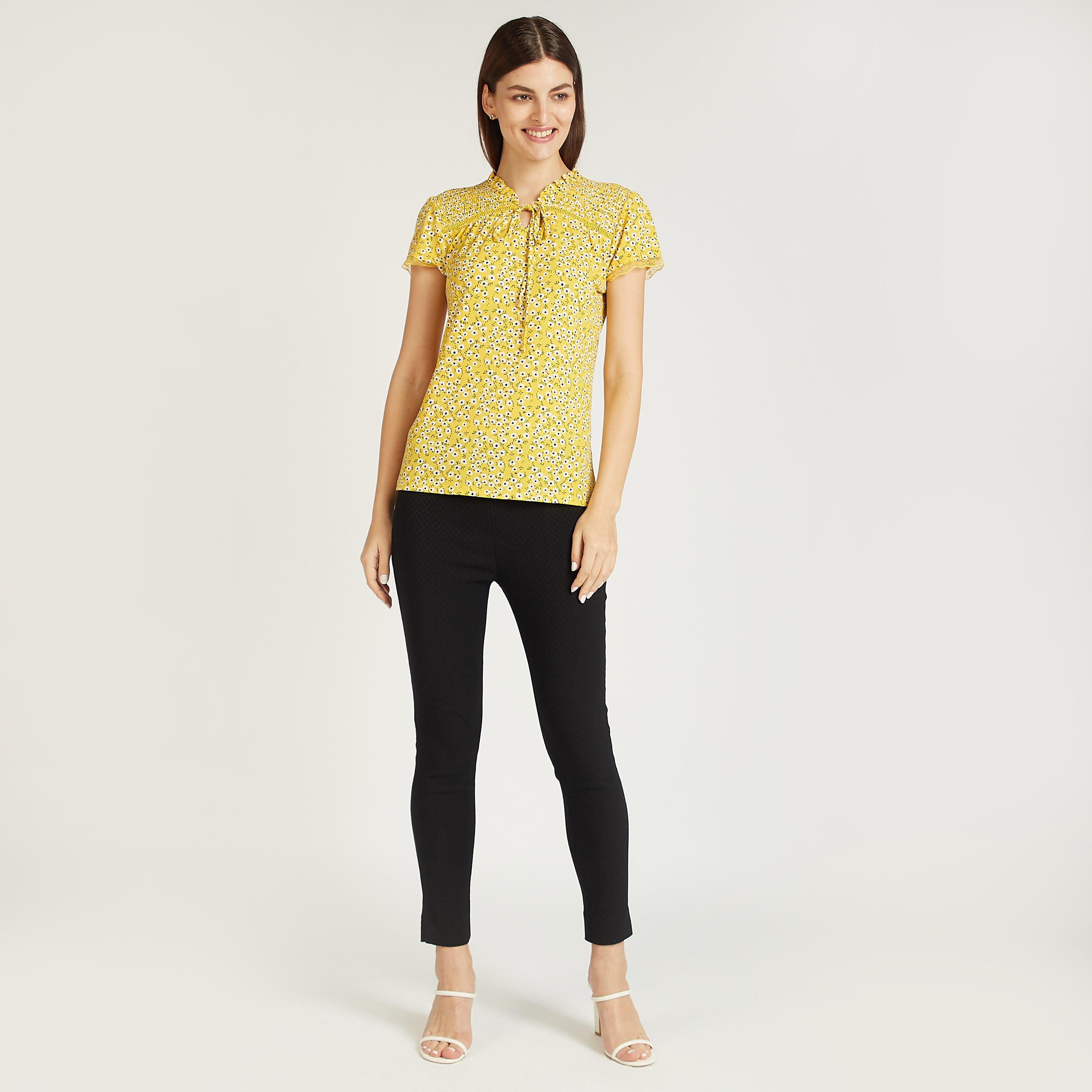 Printed Top with Short Sleeves and Tie Ups-women-clothing-shirtsandblouses-blouses-image-2