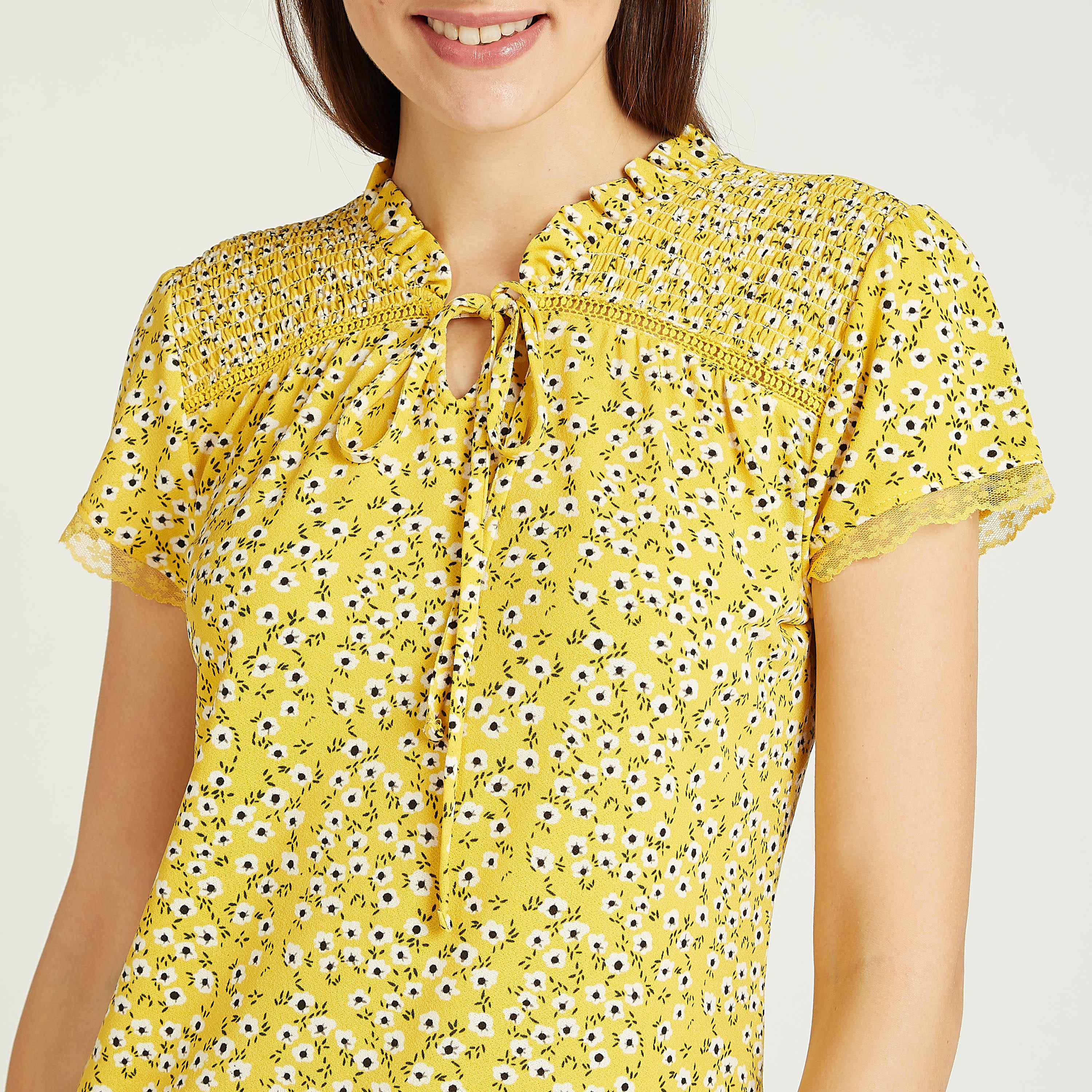 Printed Top with Short Sleeves and Tie Ups-women-clothing-shirtsandblouses-blouses-image-3