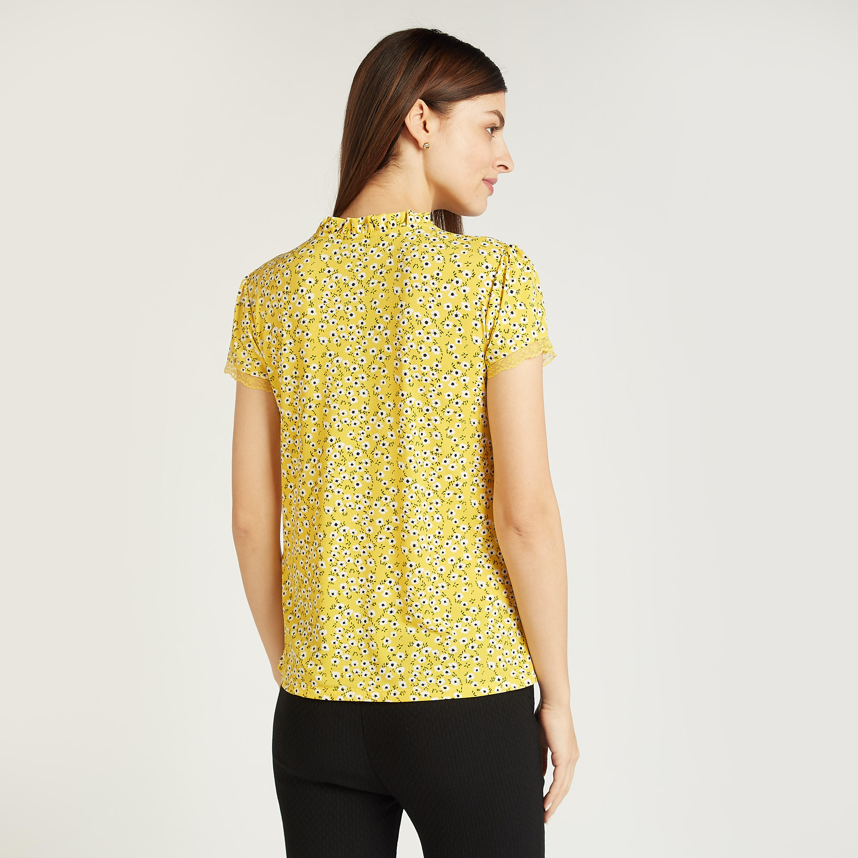 Printed Top with Short Sleeves and Tie Ups-women-clothing-shirtsandblouses-blouses-image-4