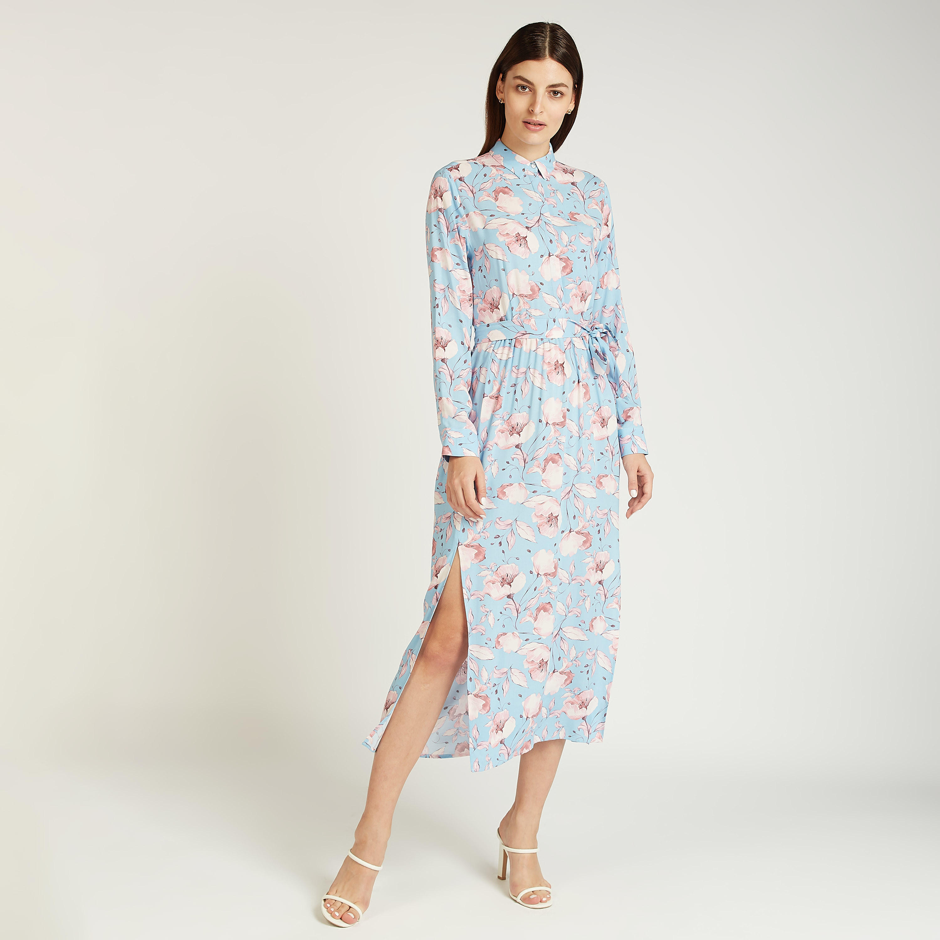 فستان واسع متوسط الطول بأكمام طويلة وأربطة وطبعات-women-clothing-dresses-image-1