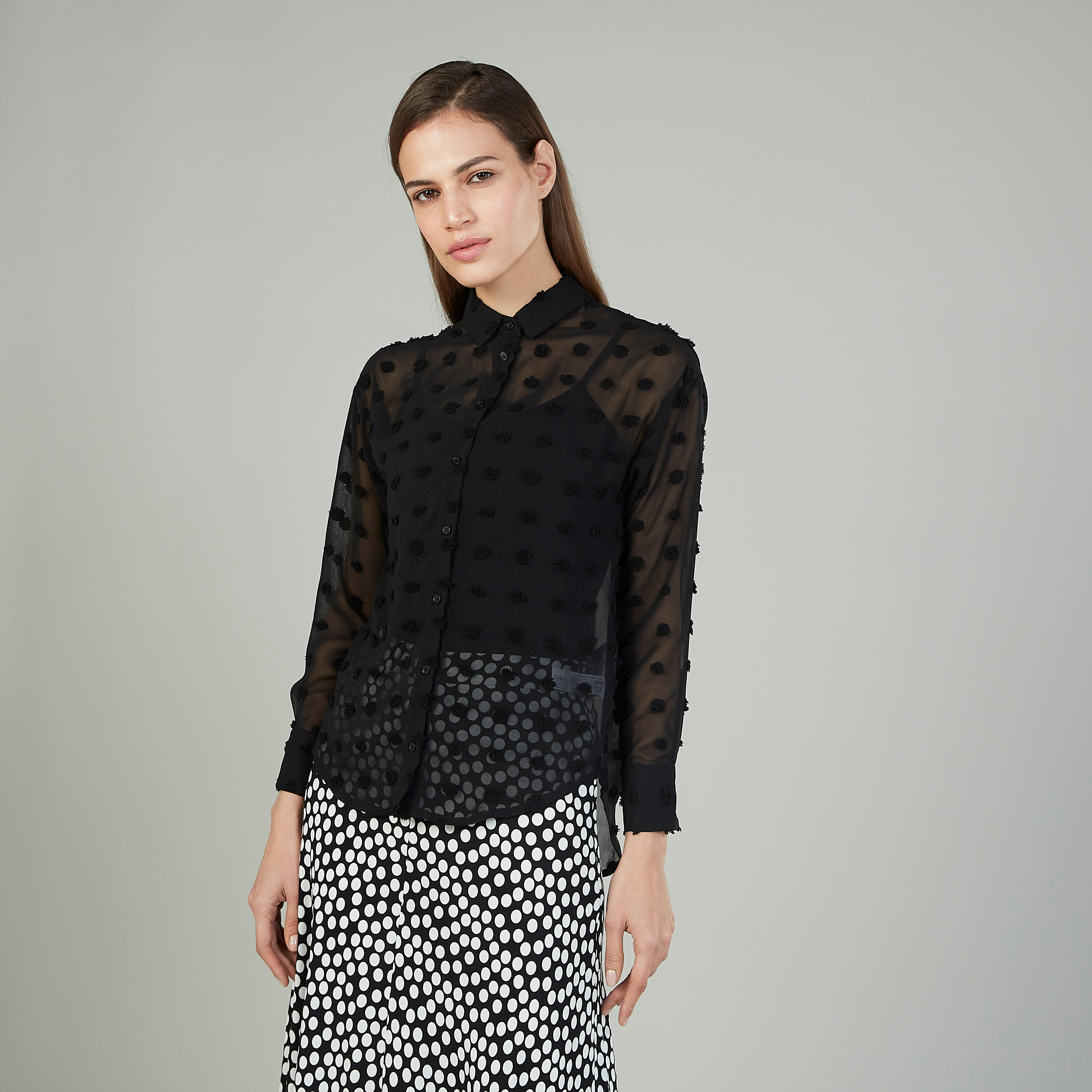 قميص بارز الملمس بياقة عاديّة وأكمام طويلة-women-clothing-shirtsandblouses-shirts-image-1