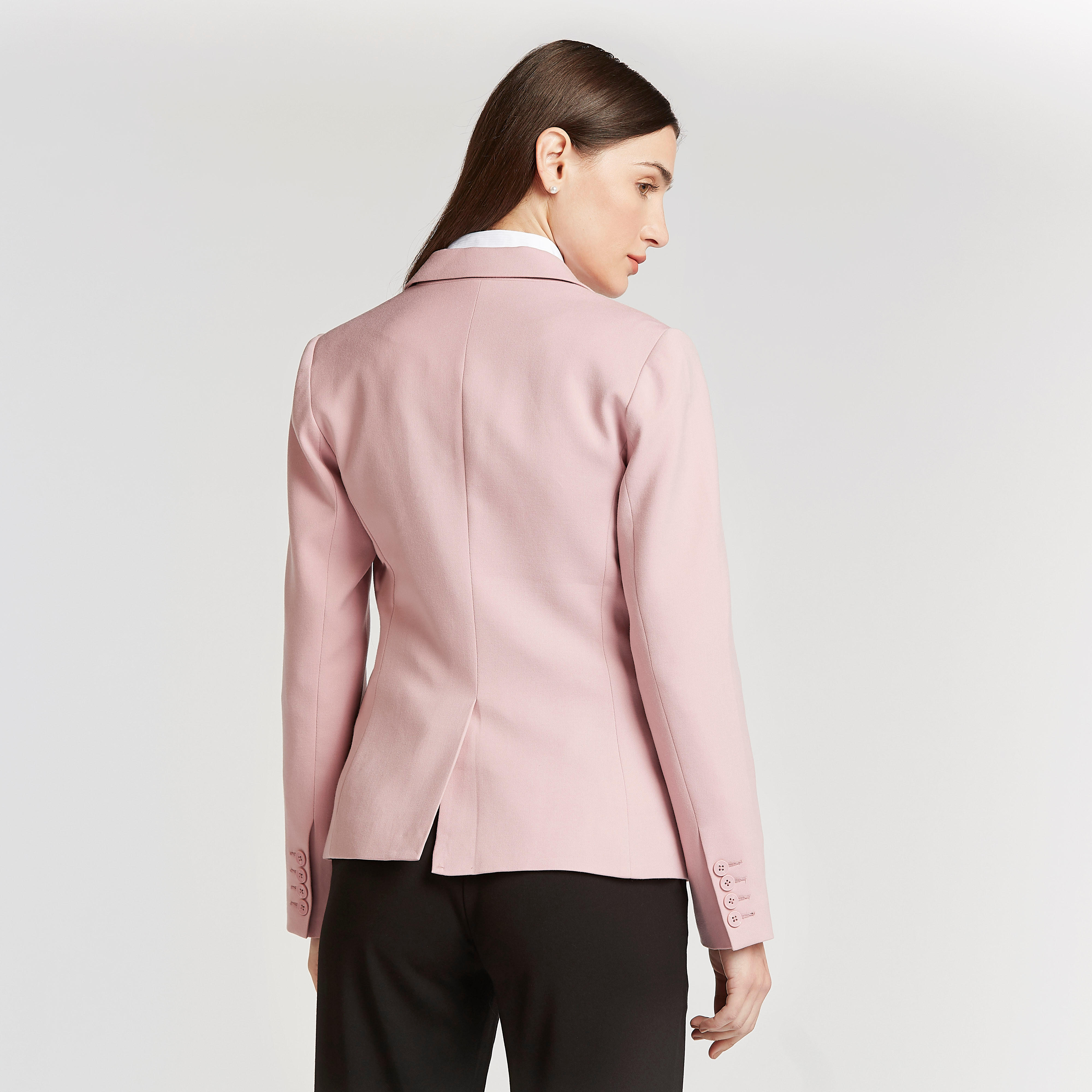جاكيت بليزر سادة بياقة مطوية وأكمام طويلة-women-clothing-coatsandjackets-blazers-image-4