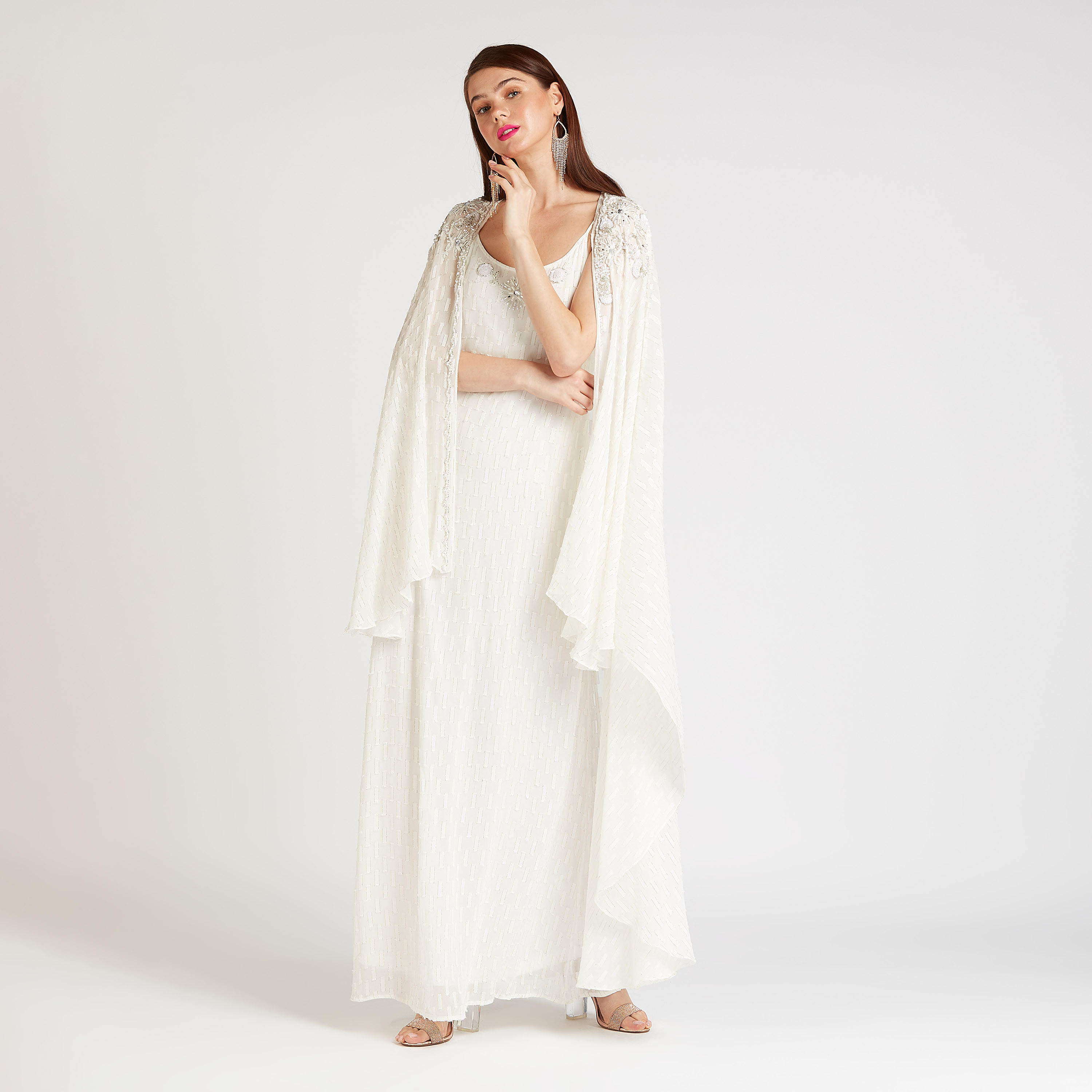فستان إيه لاين طويل مزيّن بأكمام فضفاضة-women-clothing-dresses-image-1