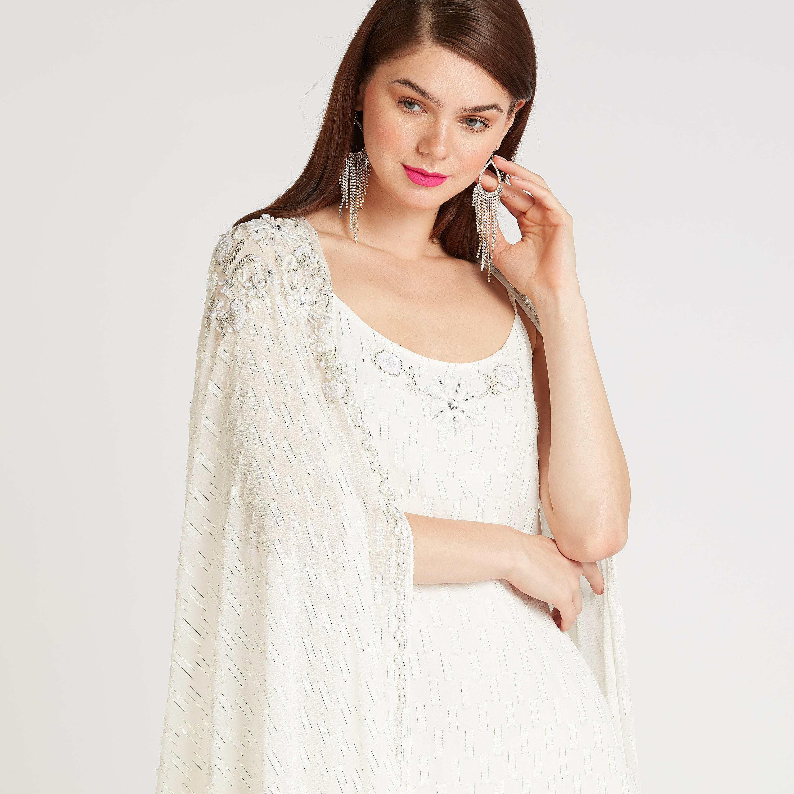 فستان إيه لاين طويل مزيّن بأكمام فضفاضة-women-clothing-dresses-image-2