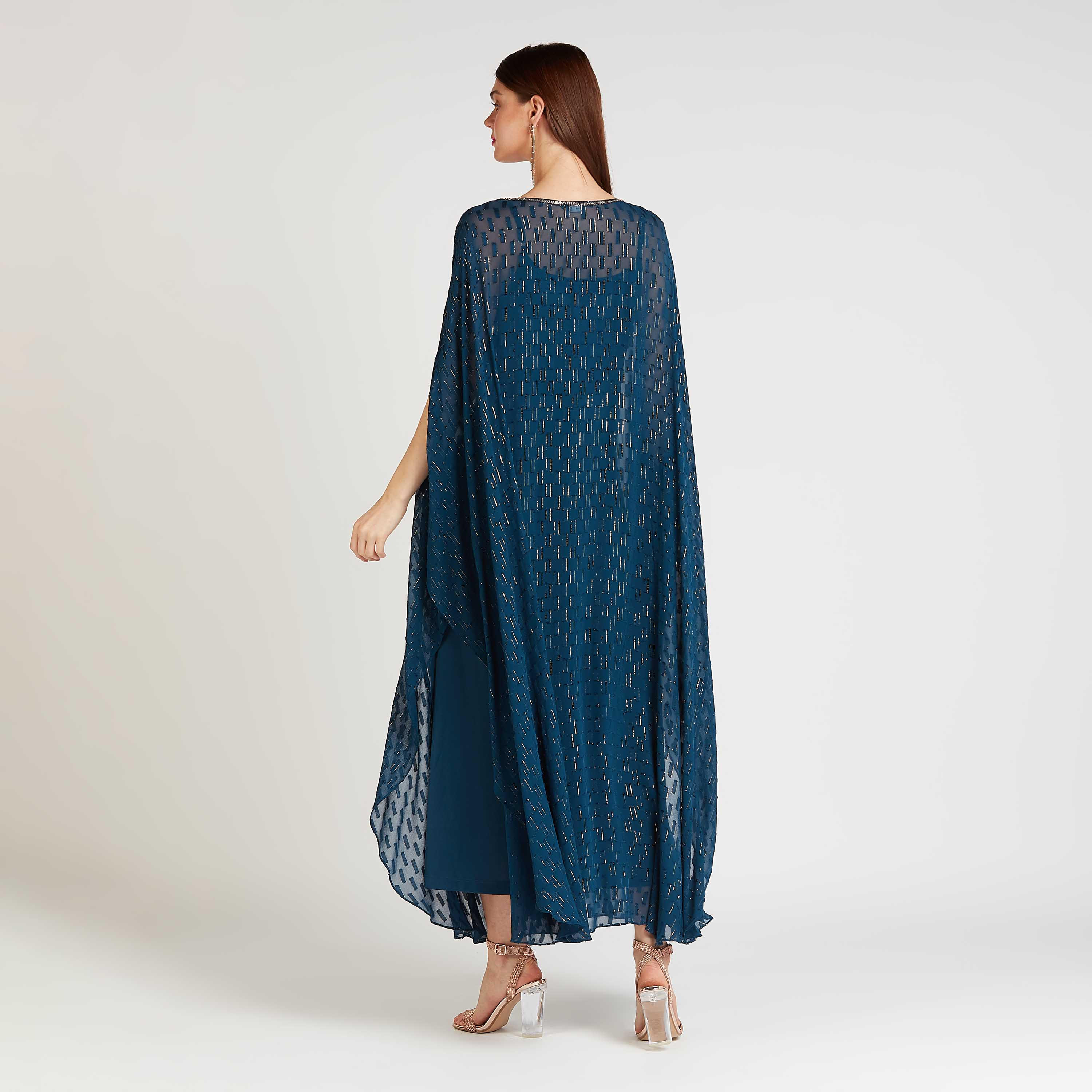 فستان قفطان إيه لاين طويل مزيّن بأكمام كاب-women-clothing-dresses-image-5