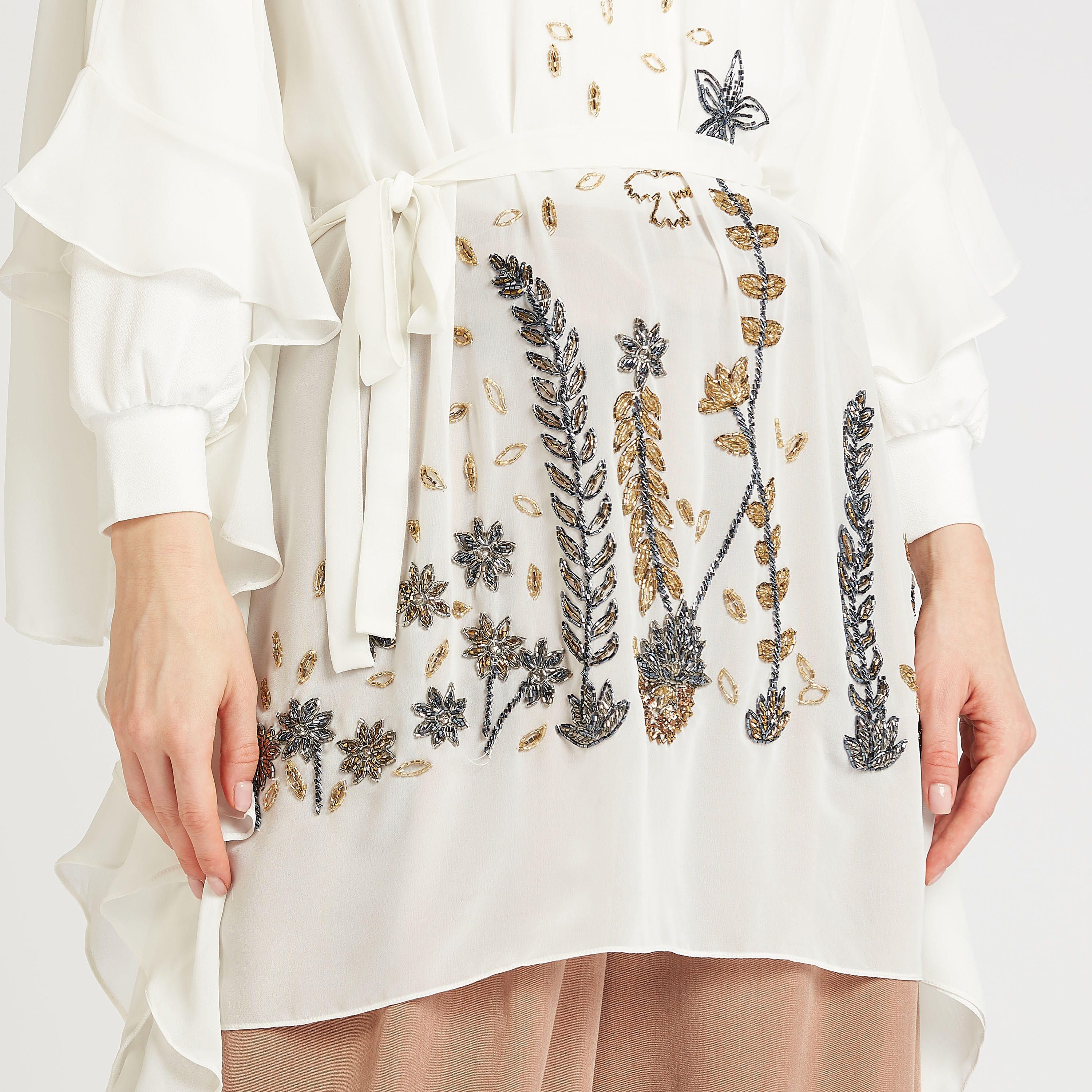 تونيك مزيَن بياقة V وأكمام بيشوب-women-clothing-shirtsandblouses-blouses-image-4