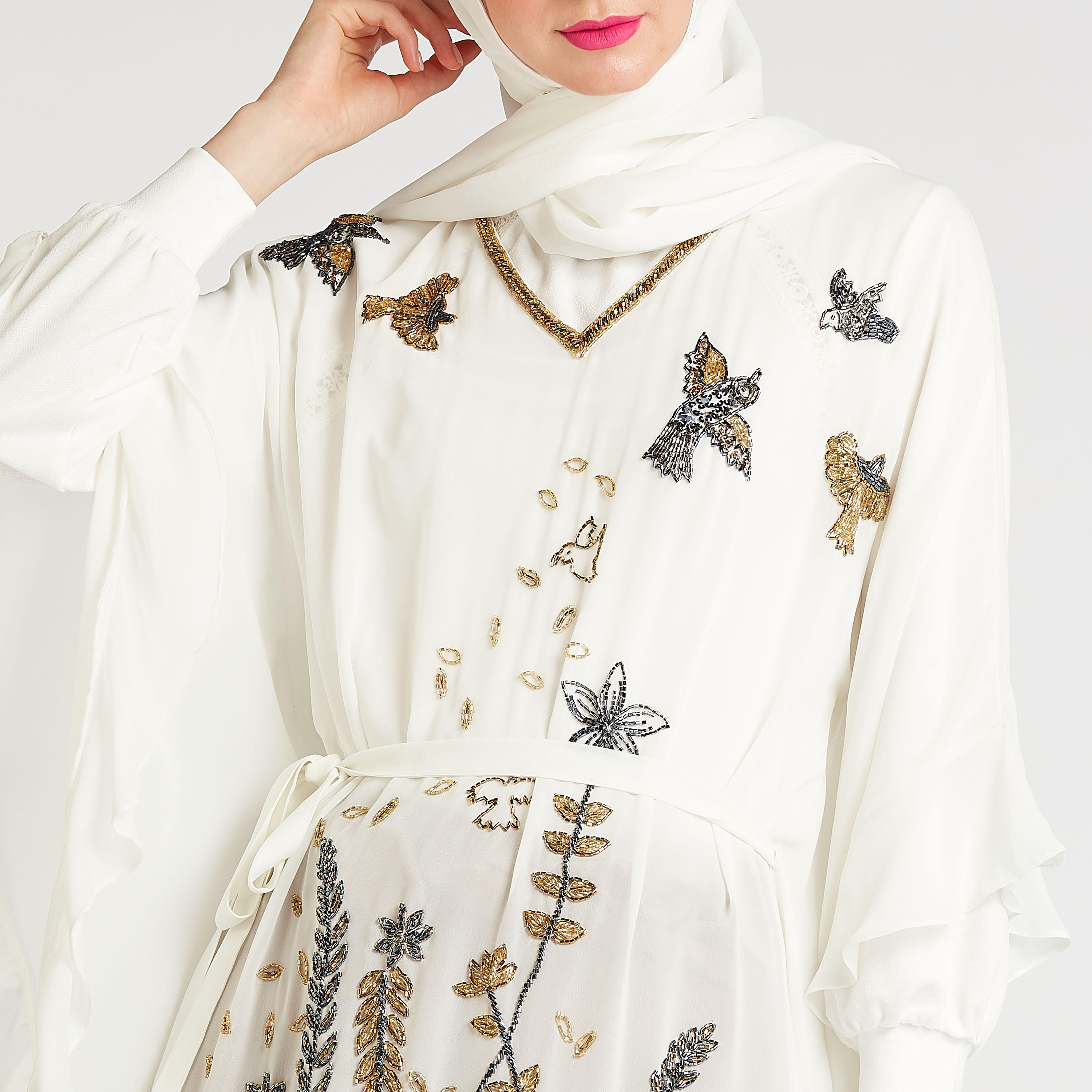 تونيك مزيَن بياقة V وأكمام بيشوب-women-clothing-shirtsandblouses-blouses-image-1