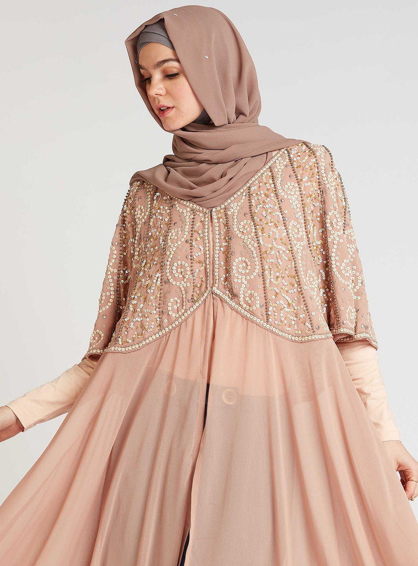 Embellished Jacket with Extended Sleeves-women-winterwear-coatsandjackets-jackets-image-3