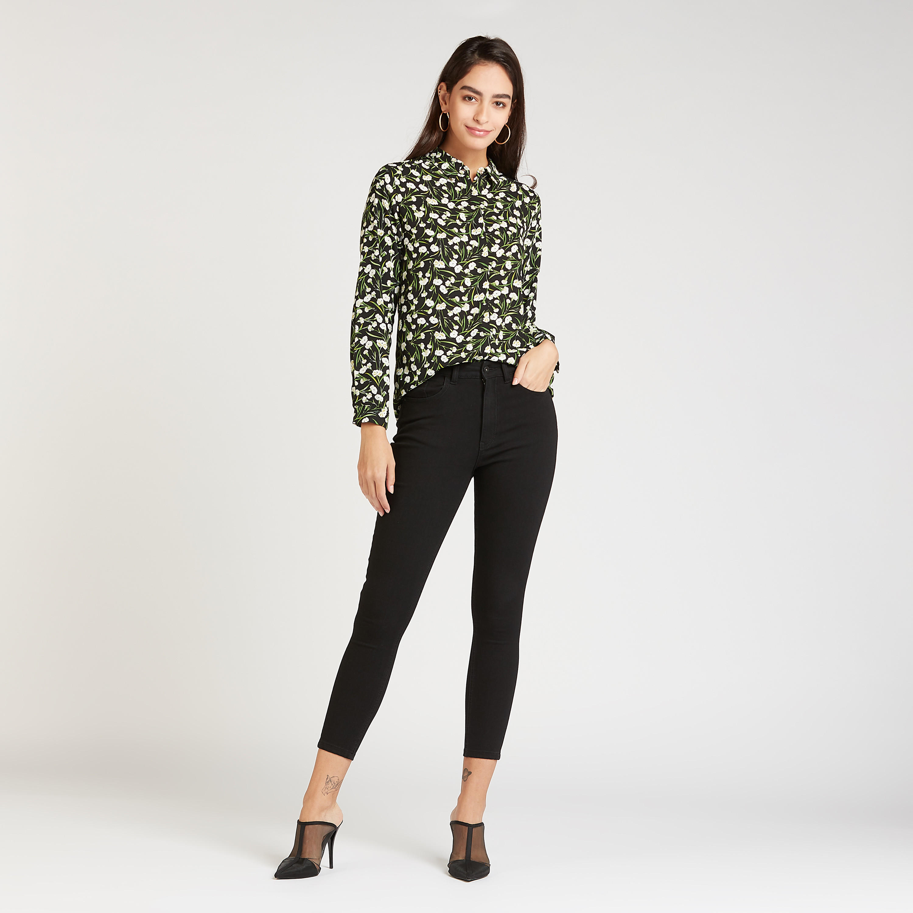 Floral Print Top with Long Sleeves and Spread Collar-women-clothing-shirtsandblouses-blouses-image-2