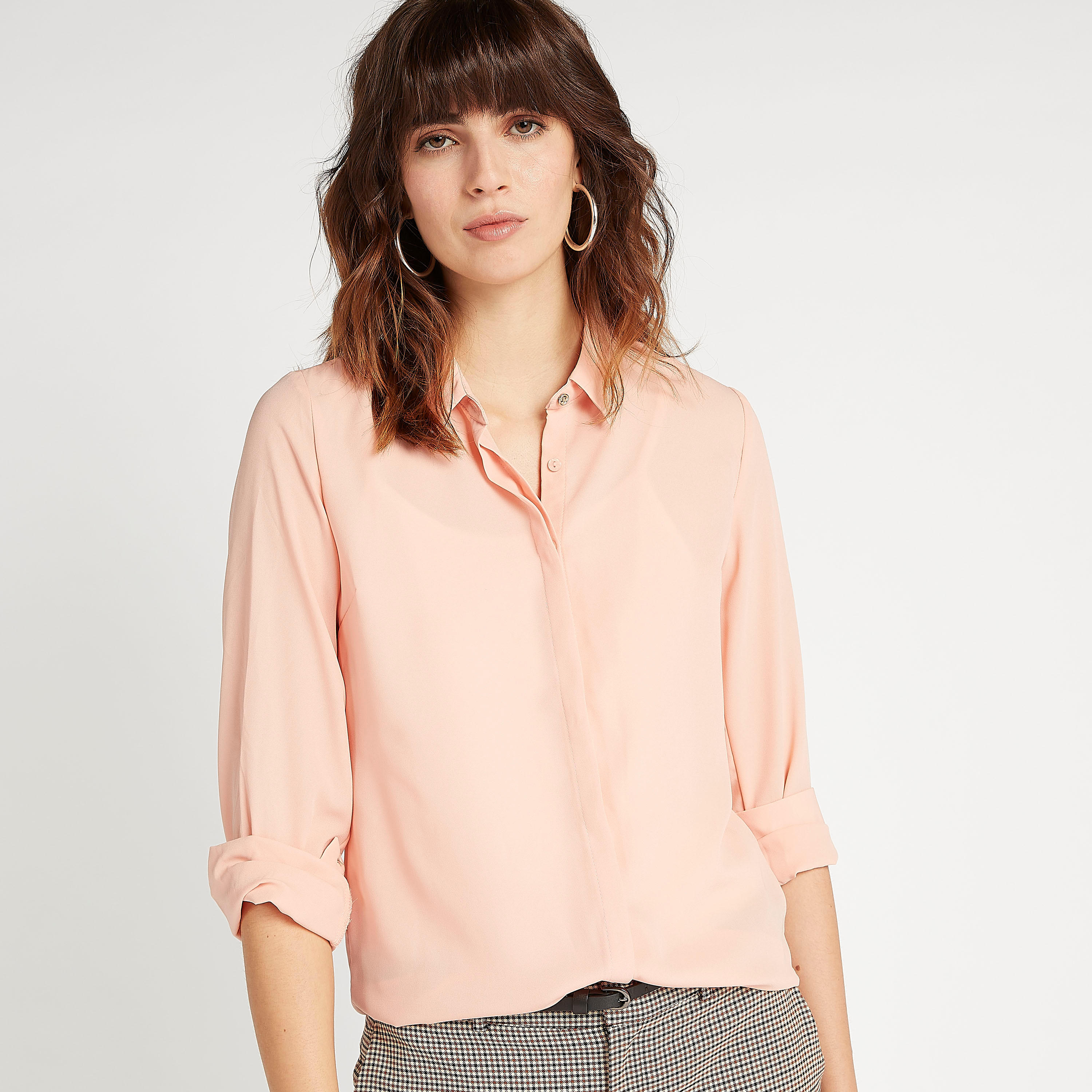 قميص سادة بياقة عاديّة وأكمام طويلة-women-clothing-shirtsandblouses-shirts-image-1