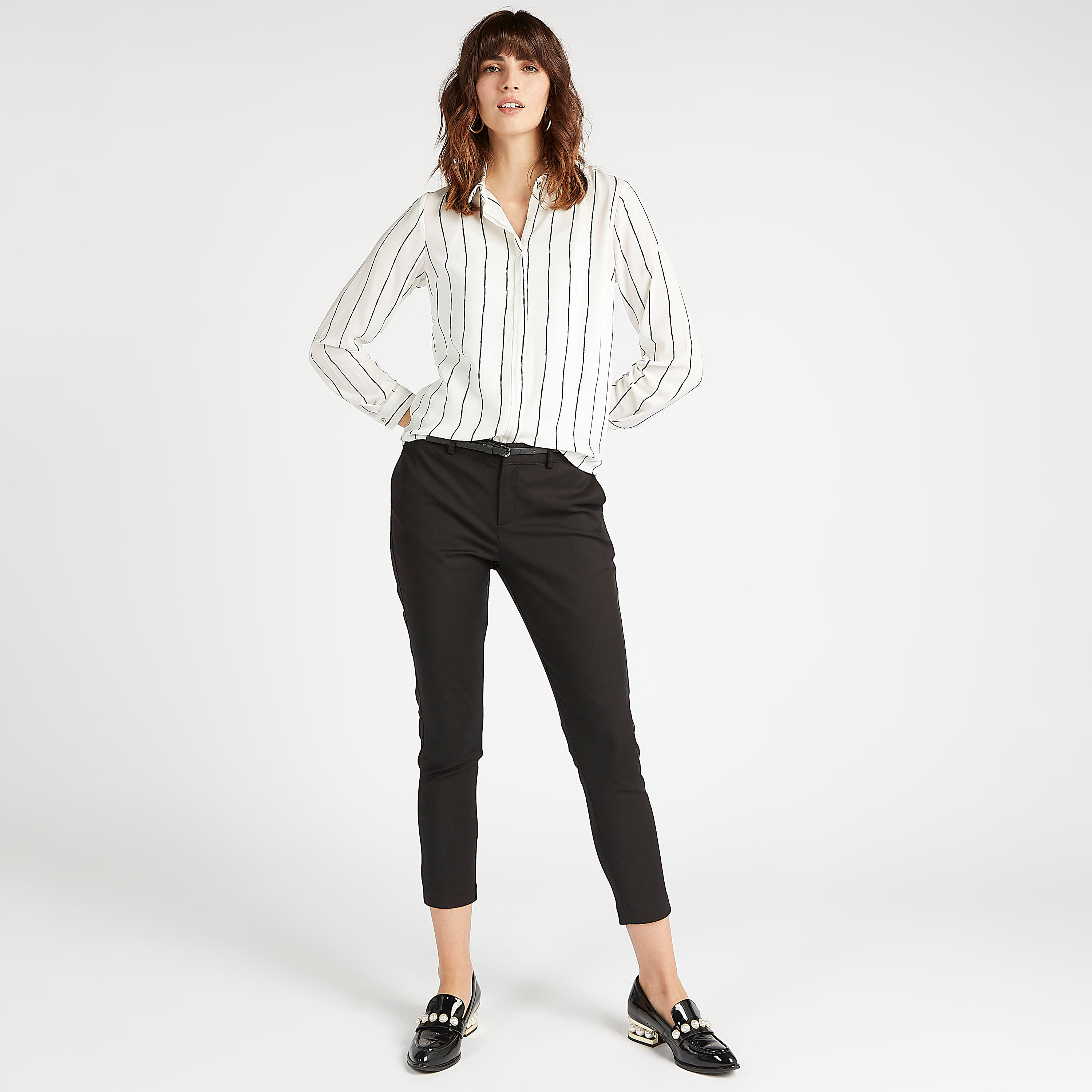 قميص مقلّم بياقة عادية وأكمام طويلة-women-clothing-shirtsandblouses-shirts-image-2