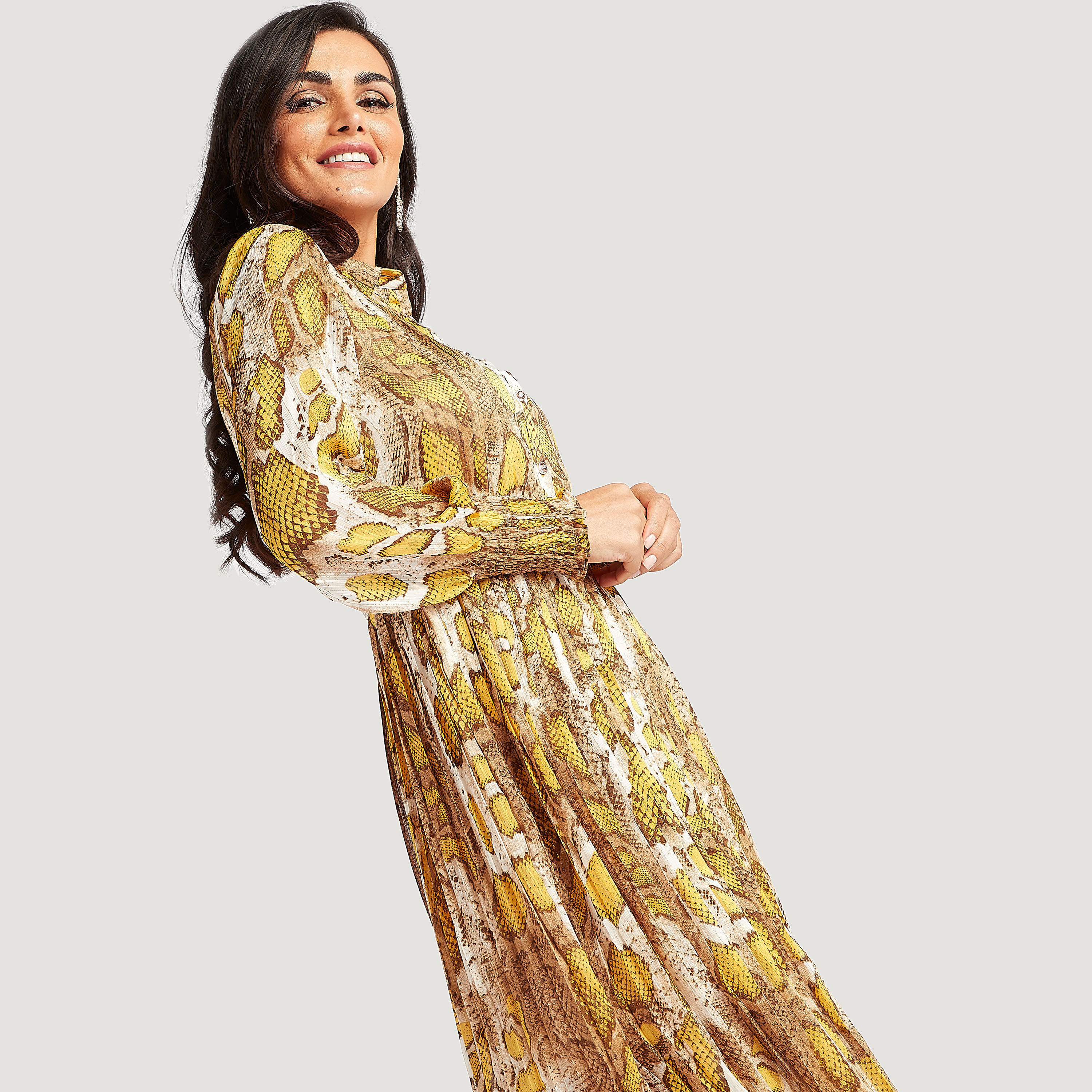 Animal Print Midi A-line Dress with Collar-women-clothing-dresses-image-7