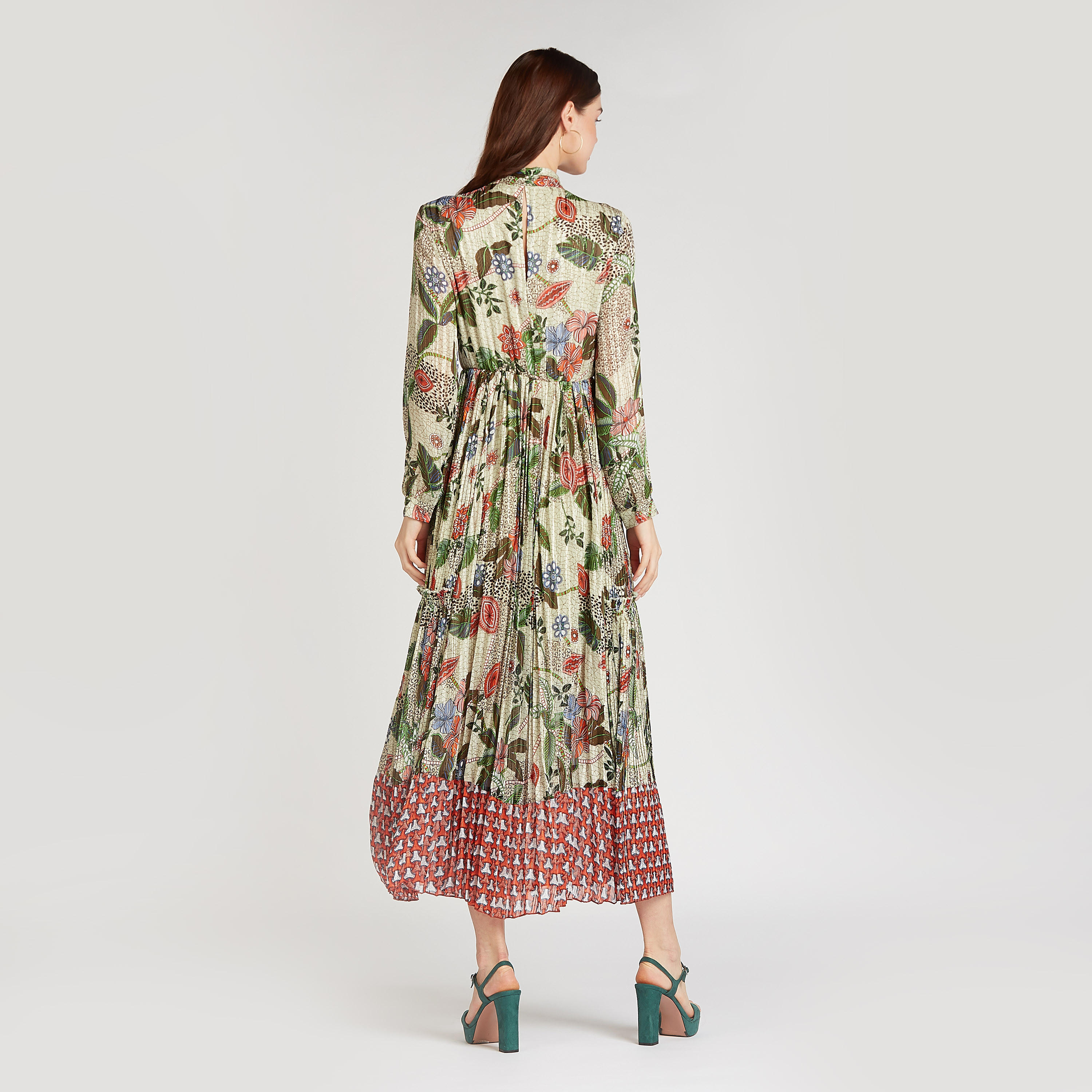 Printed Maxi A-line Dress with Long Sleeves and Tie Ups-women-clothing-dresses-image-4
