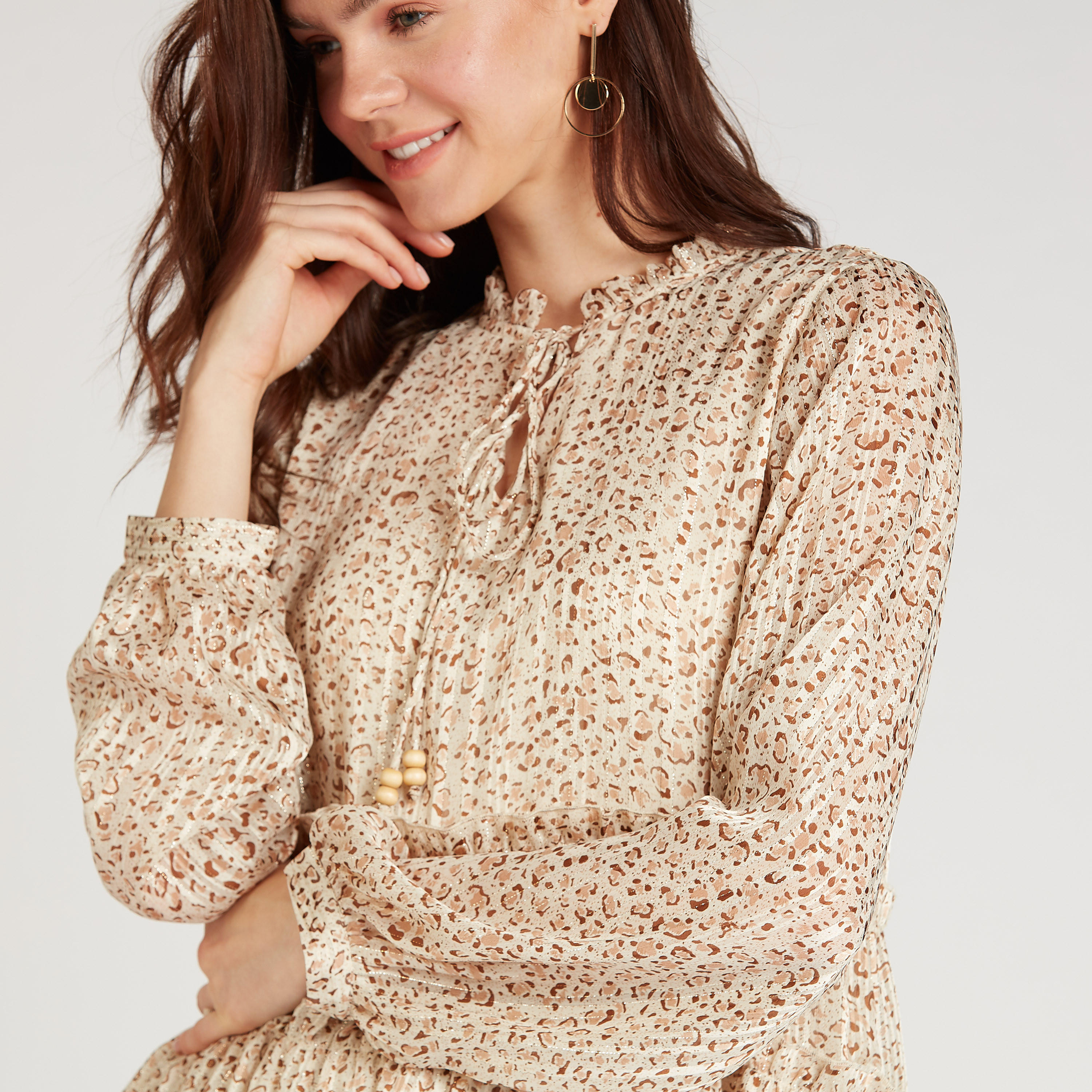 Printed Top with Long Sleeves and Tie Ups-women-clothing-shirtsandblouses-blouses-image-3