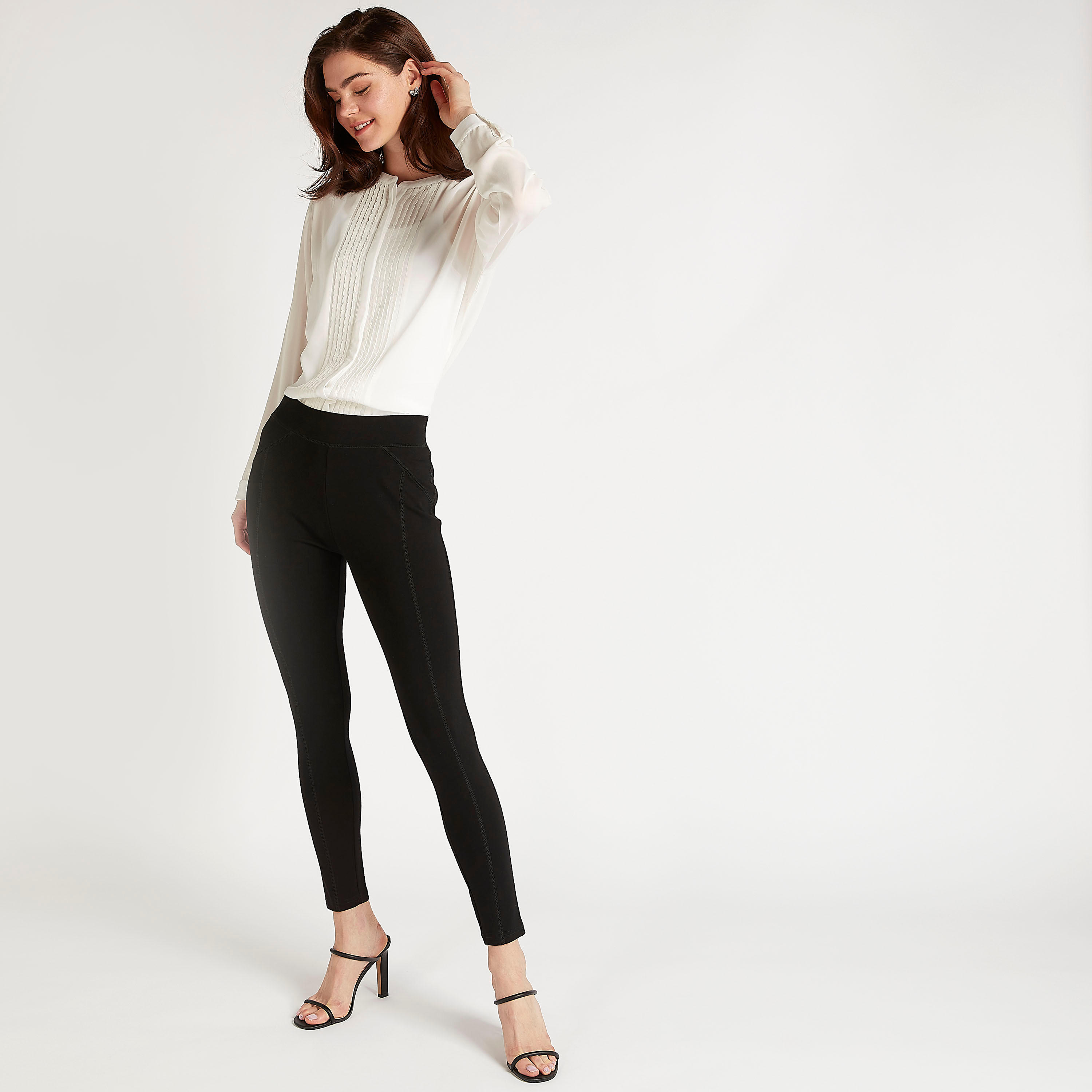 بلوزة بكشكشة وياقة ماندارين وأكمام طويلة-women-clothing-shirtsandblouses-blouses-image-2
