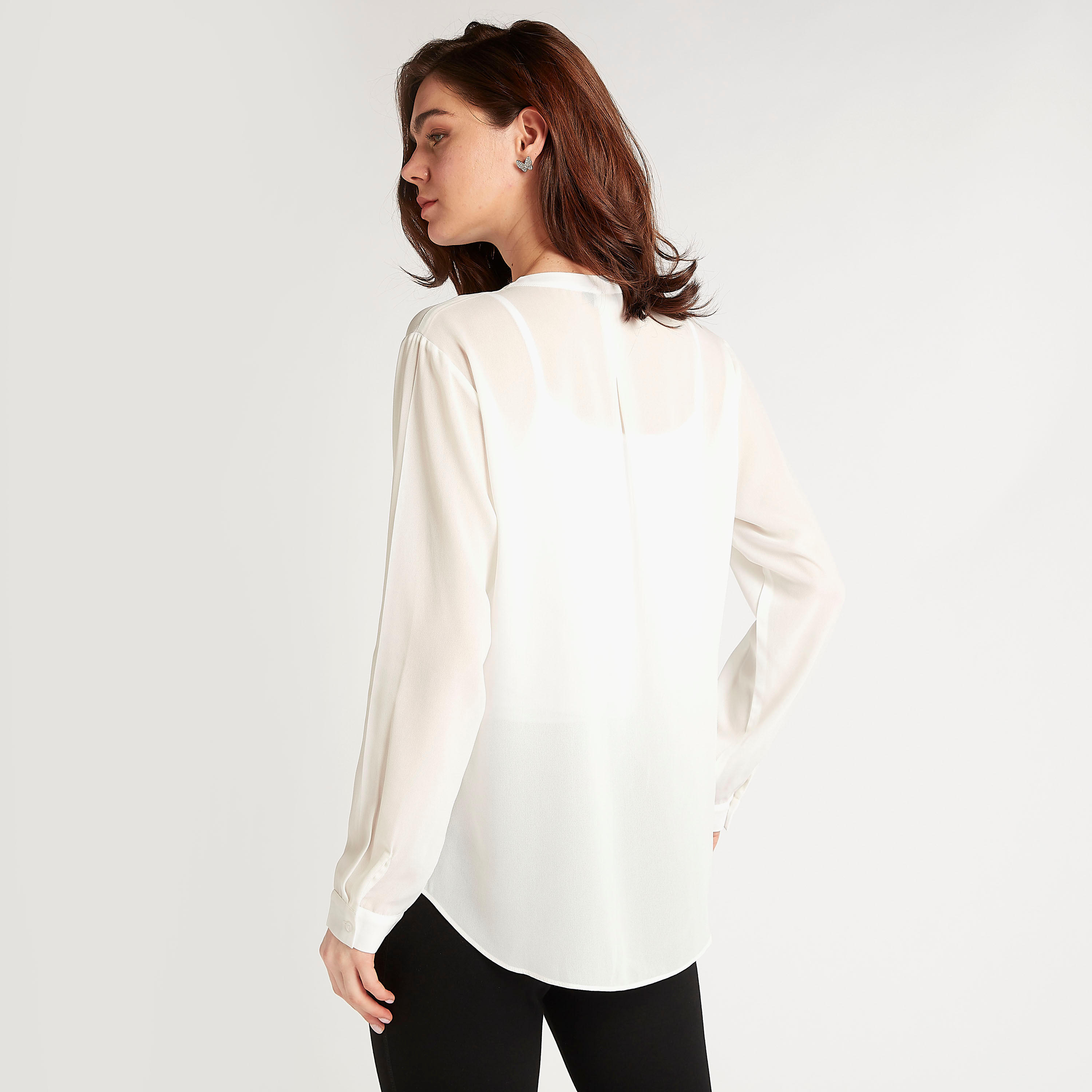 بلوزة بكشكشة وياقة ماندارين وأكمام طويلة-women-clothing-shirtsandblouses-blouses-image-4