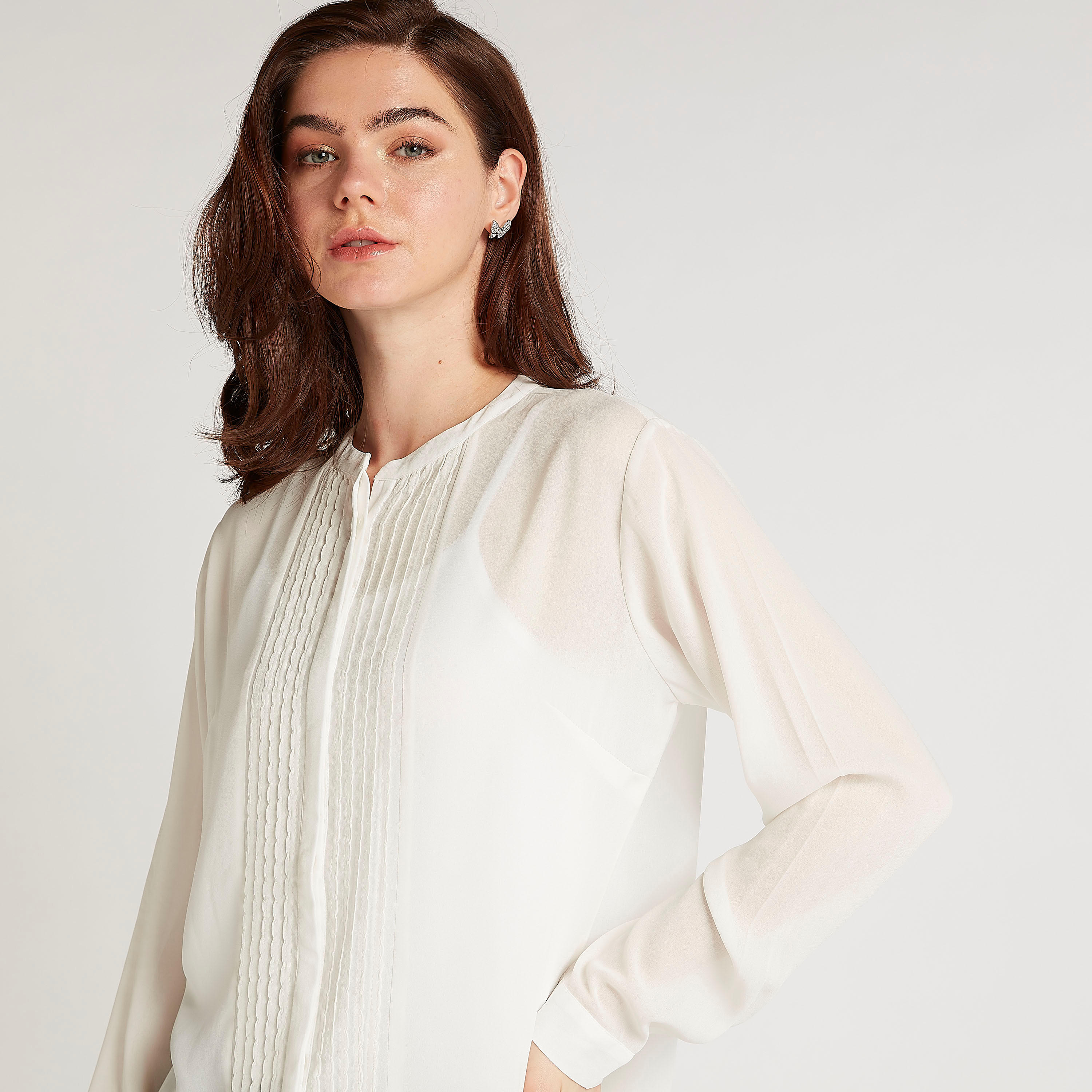 بلوزة بكشكشة وياقة ماندارين وأكمام طويلة-women-clothing-shirtsandblouses-blouses-image-5
