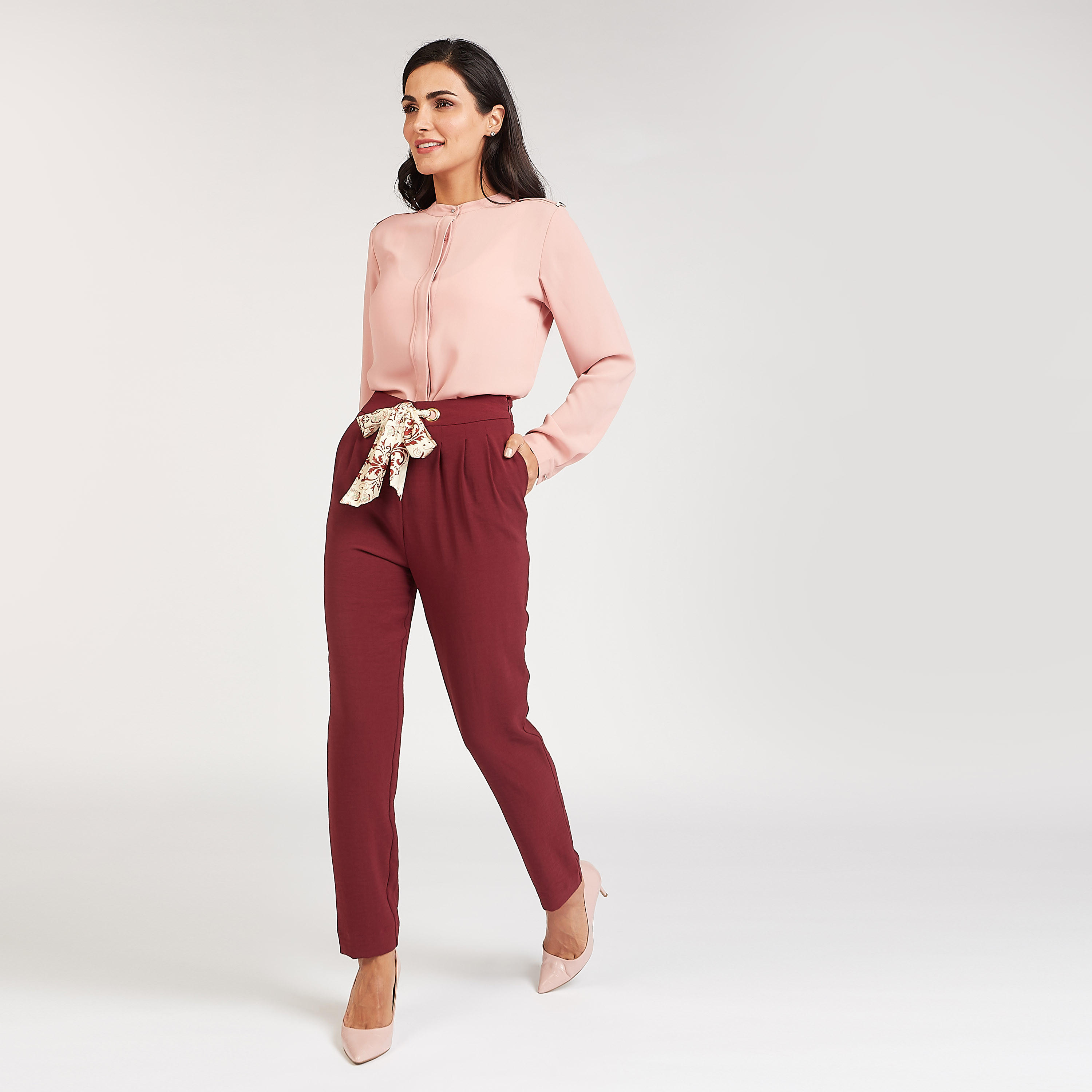 بلوزة مستدامة سادة بياقة ماندارين وأكمام طويلة-women-clothing-shirtsandblouses-blouses-image-5