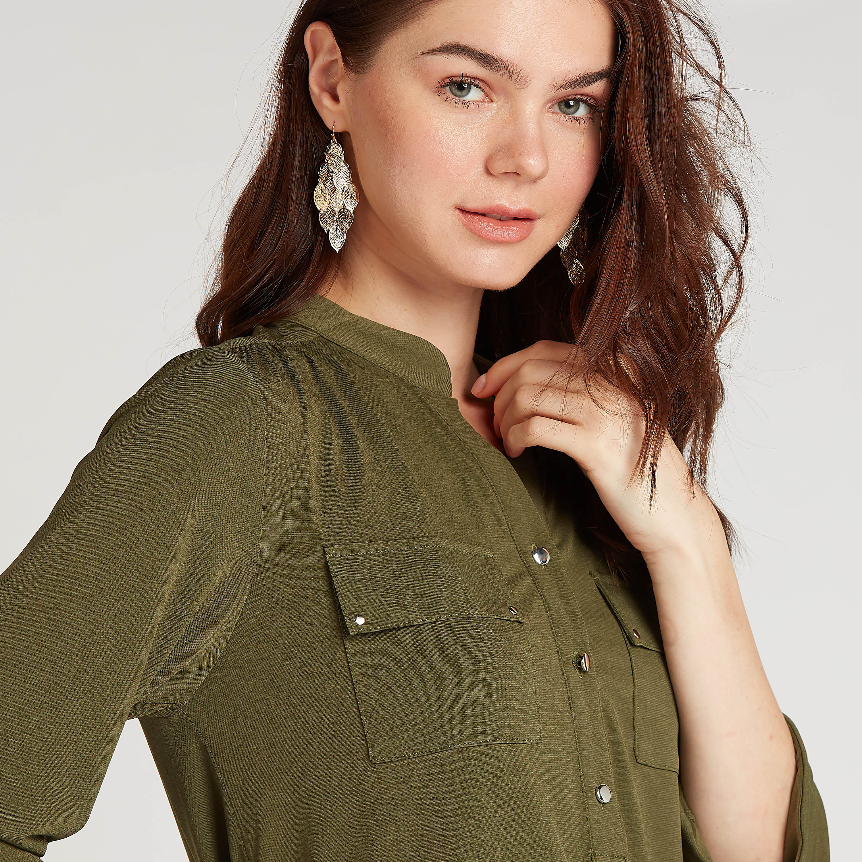 بلوزة مستدامة سادة بأكمام 3/4 وأربطة-women-clothing-shirtsandblouses-blouses-image-2