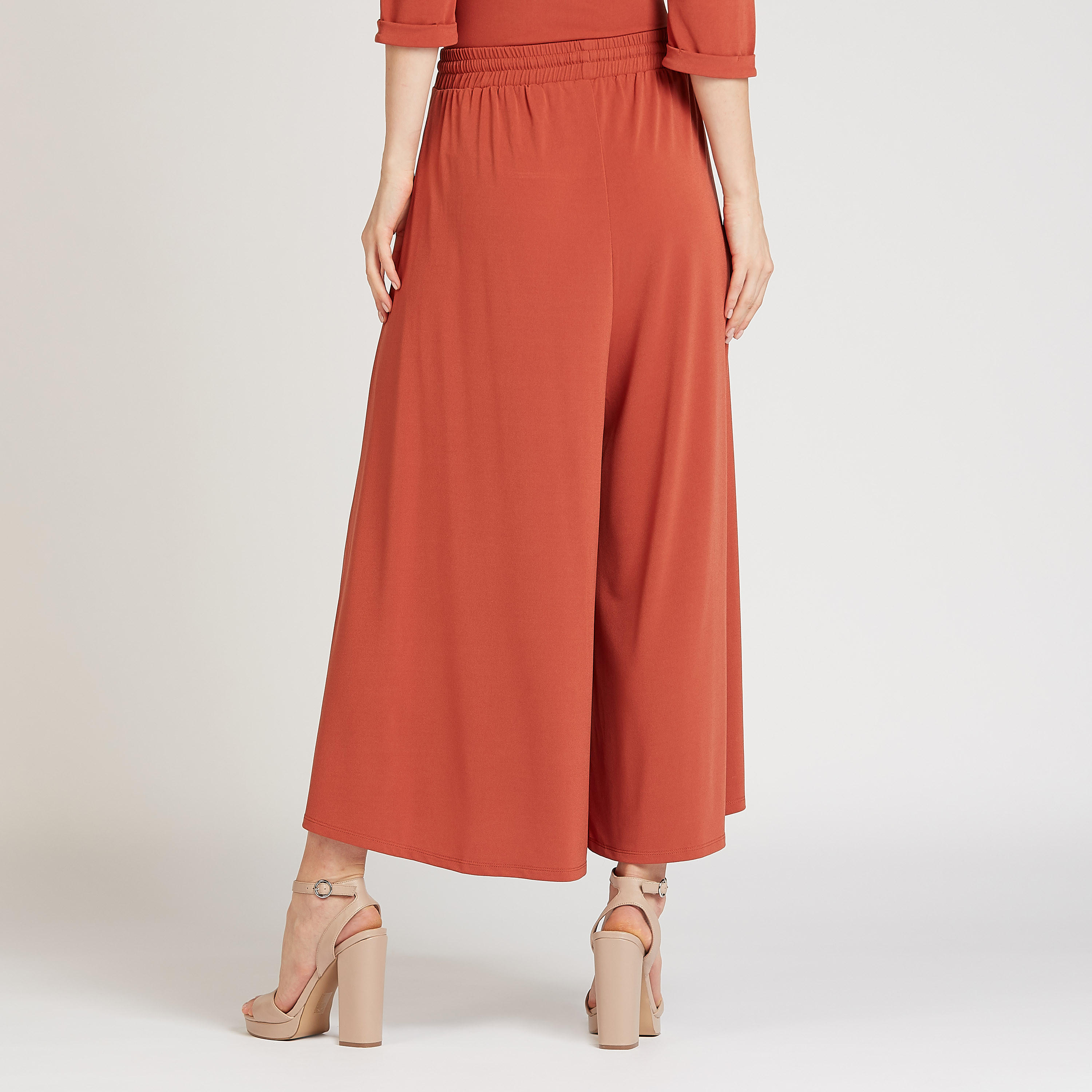 بنطلون بالازو سادة بخصر متوسط الارتفاع برباط-women-clothing-bottoms-trousers-image-4