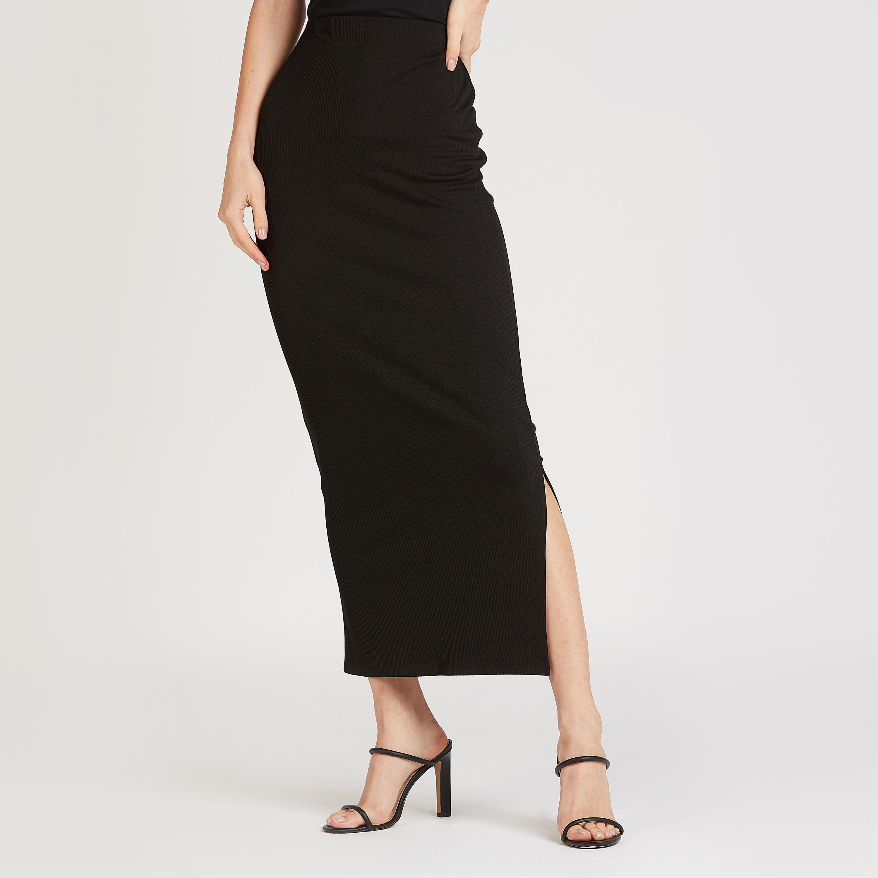 تنّورة طويلة ضيّقة رسمية بتفاصيل مضلّعة وفتحة جانبيّة-women-clothing-bottoms-skirts-image-1