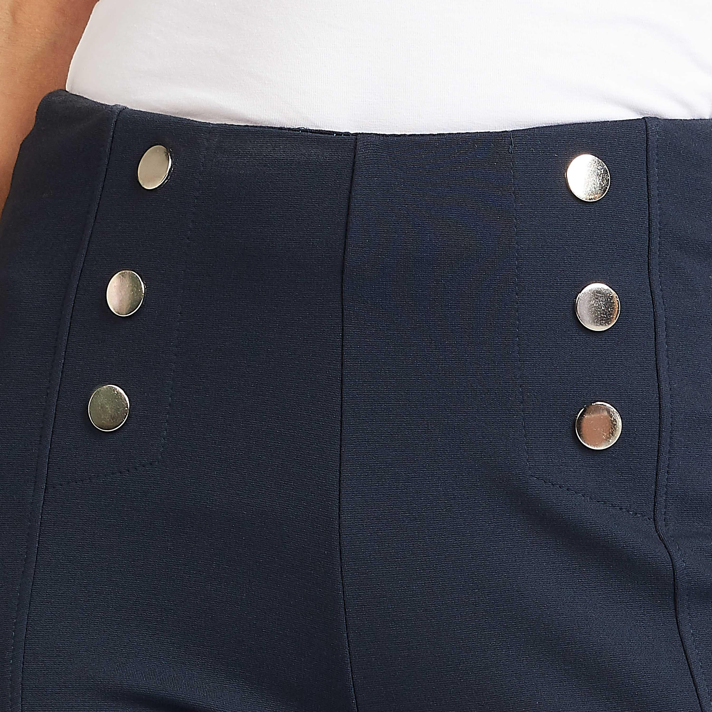 بنطلون ليقنز سكيني سادة بخصر مطاطي متوسط الارتفاع-women-clothing-bottoms-leggings-image-3
