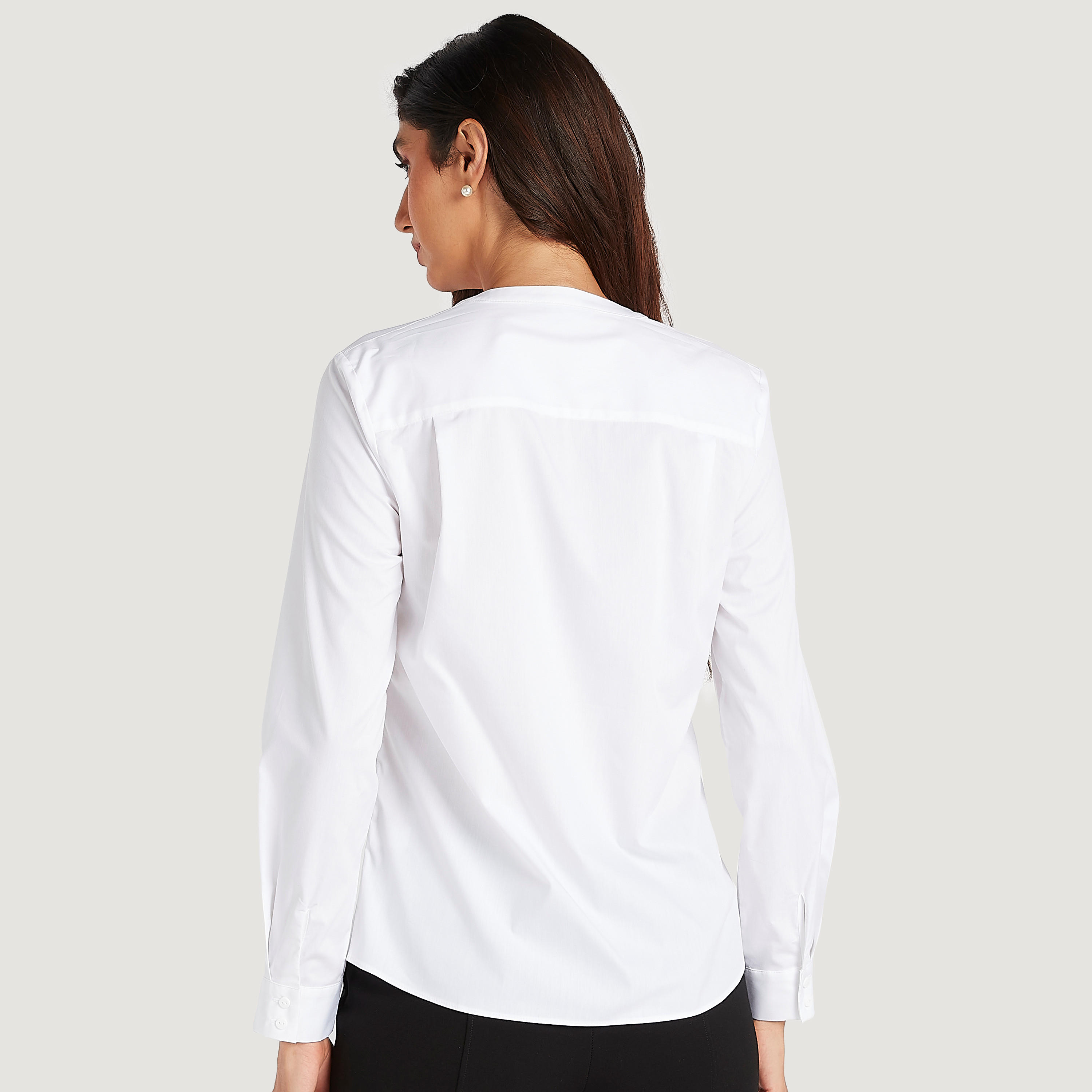 قميص سادة بياقة ماندارين وأكمام طويلة-women-clothing-shirtsandblouses-shirts-image-4
