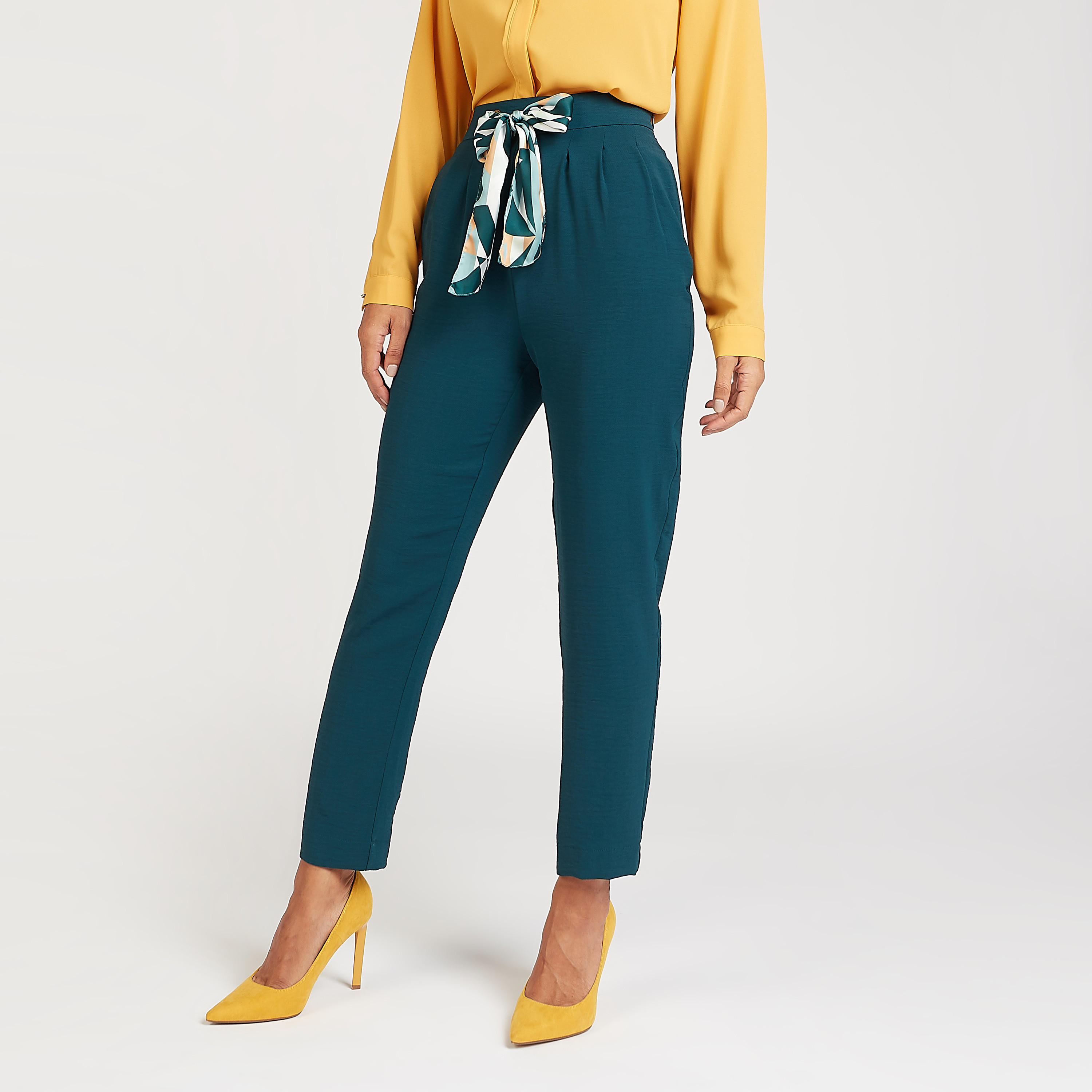 بنطلون سادة بطول الكاحل مع جيوب و ربط إغلاق-women-clothing-bottoms-trousers-image-4