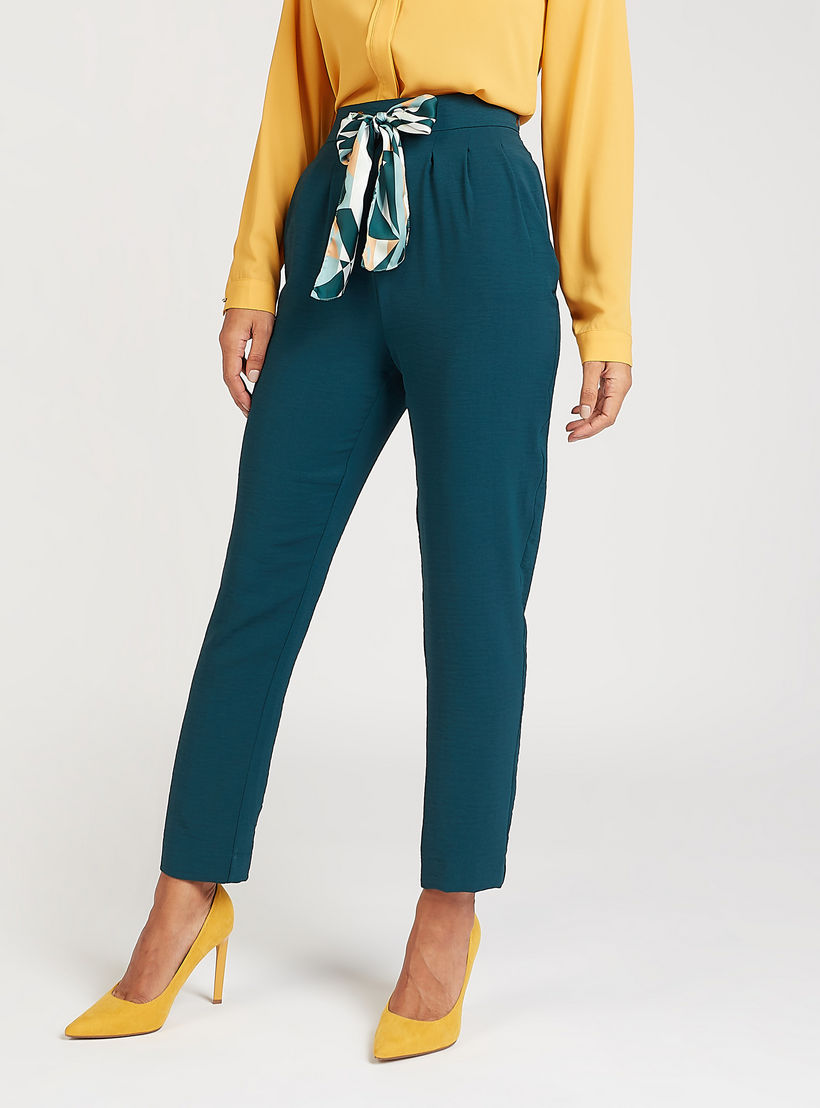 بنطلون سادة بطول الكاحل مع جيوب و ربط إغلاق-women-clothing-bottoms-trousers-image-4