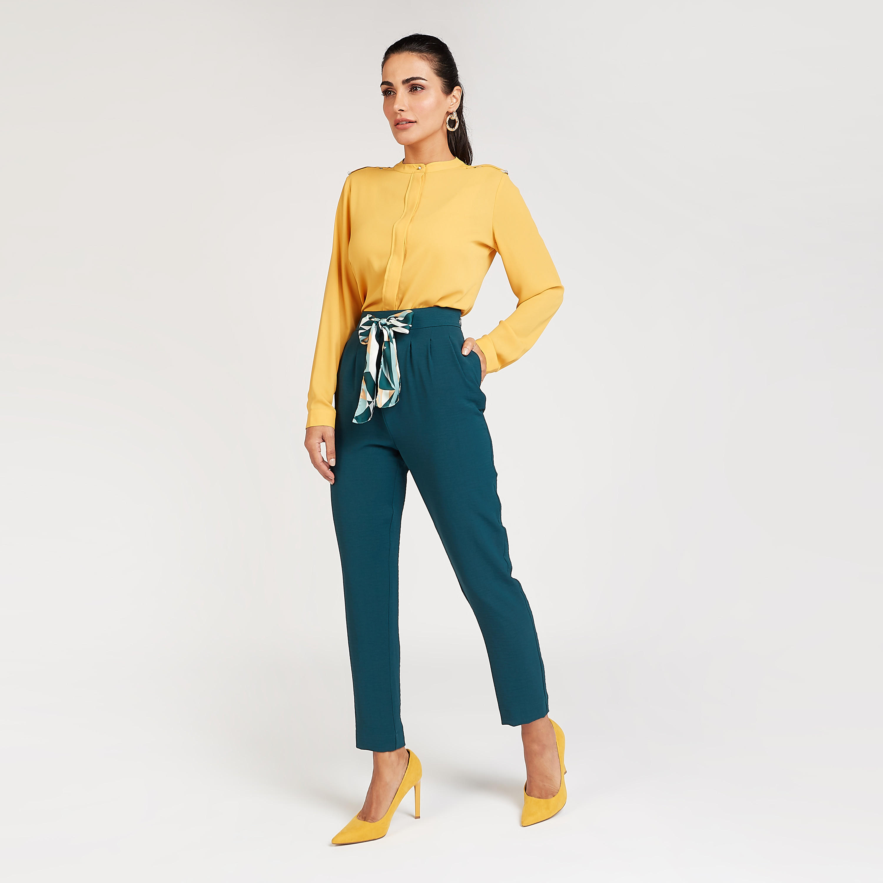 بنطلون سادة بطول الكاحل مع جيوب و ربط إغلاق-women-clothing-bottoms-trousers-image-3