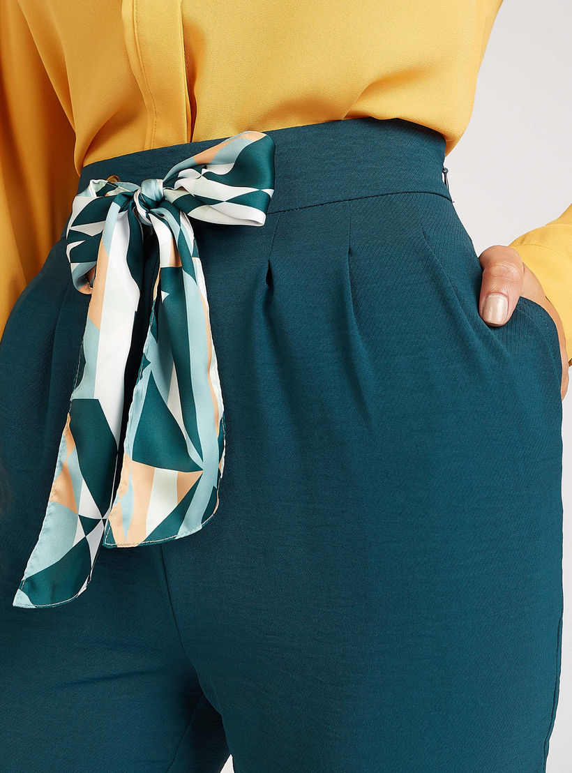بنطلون سادة بطول الكاحل مع جيوب و ربط إغلاق-women-clothing-bottoms-trousers-image-2