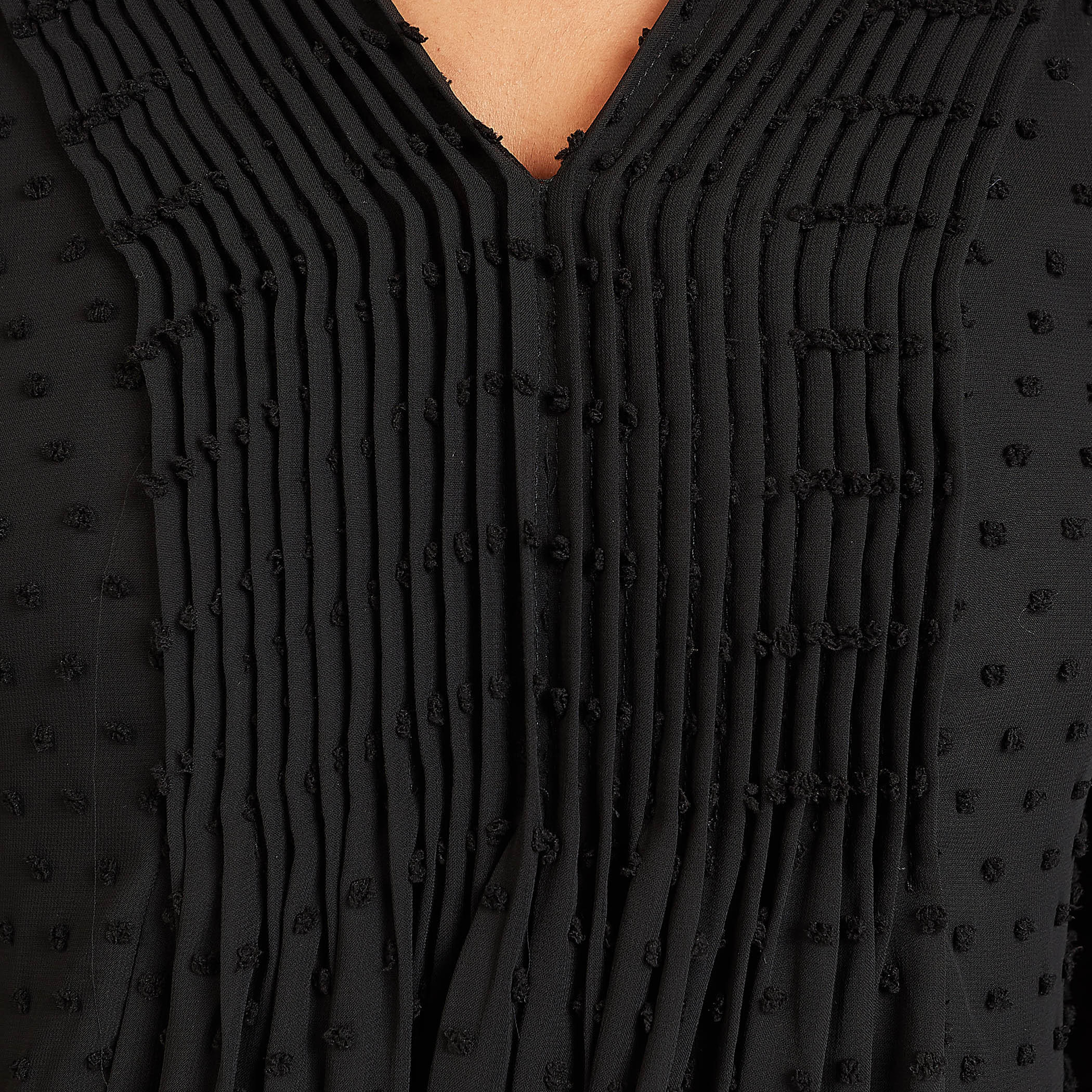 تونيك دوبي بارز الملمس بياقة v وأكمام بيشوب-women-clothing-shirtsandblouses-blouses-image-6