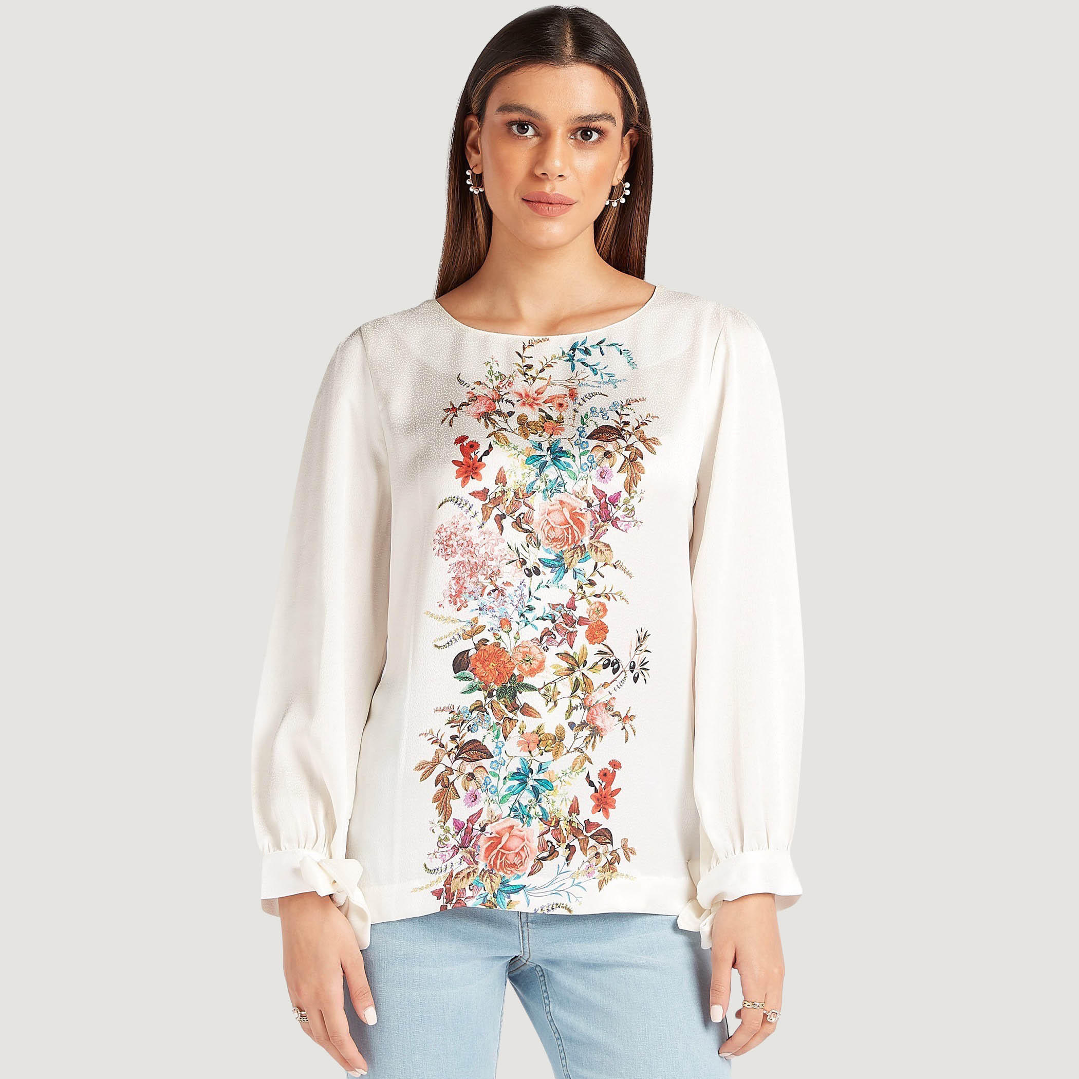 بلوزة بياقة مستديرة وأكمام طويلة وطبعات أزهار-women-clothing-shirtsandblouses-blouses-image-5