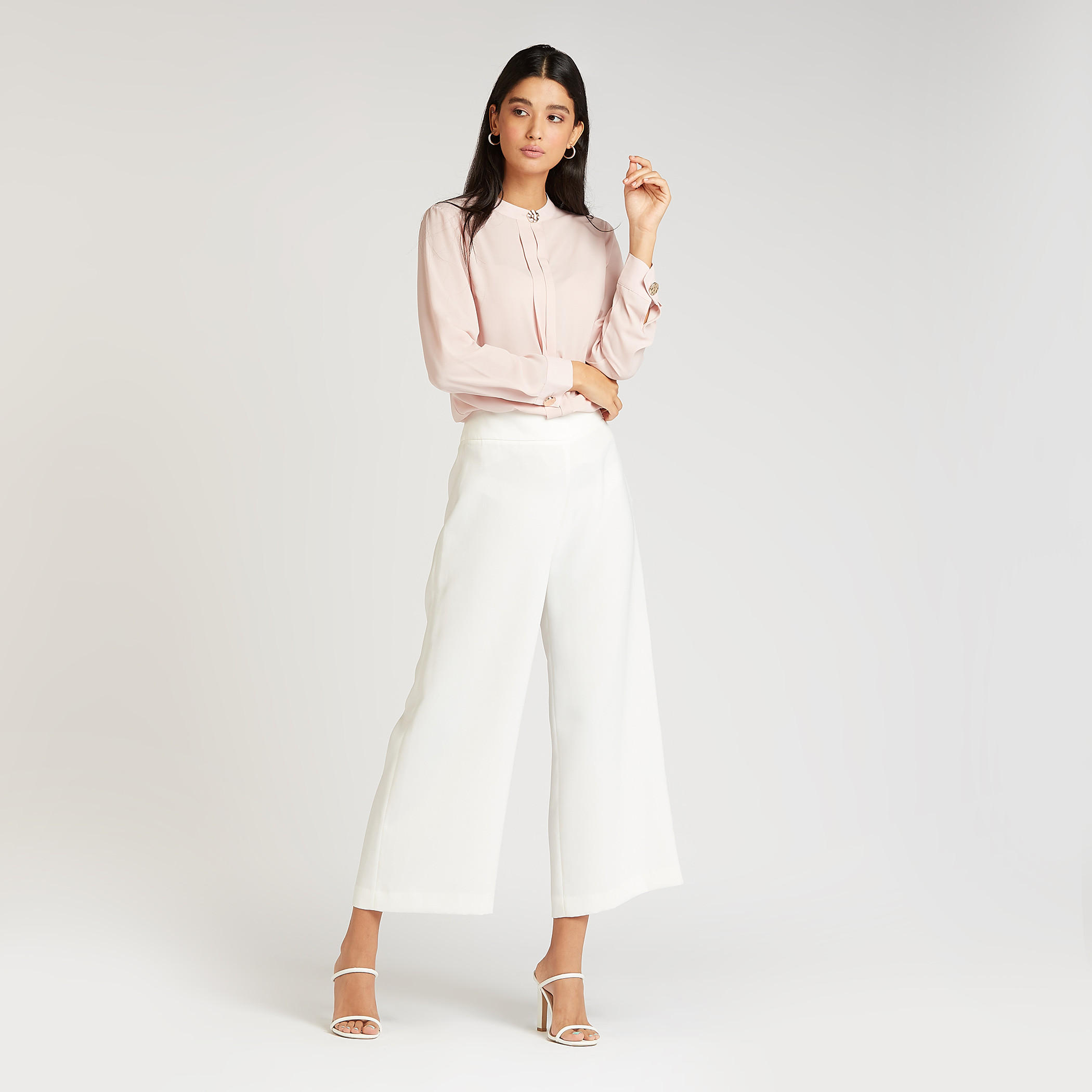 بلوزة سادة بياقة ماندارين وأكمام طويلة-women-clothing-shirtsandblouses-blouses-image-4
