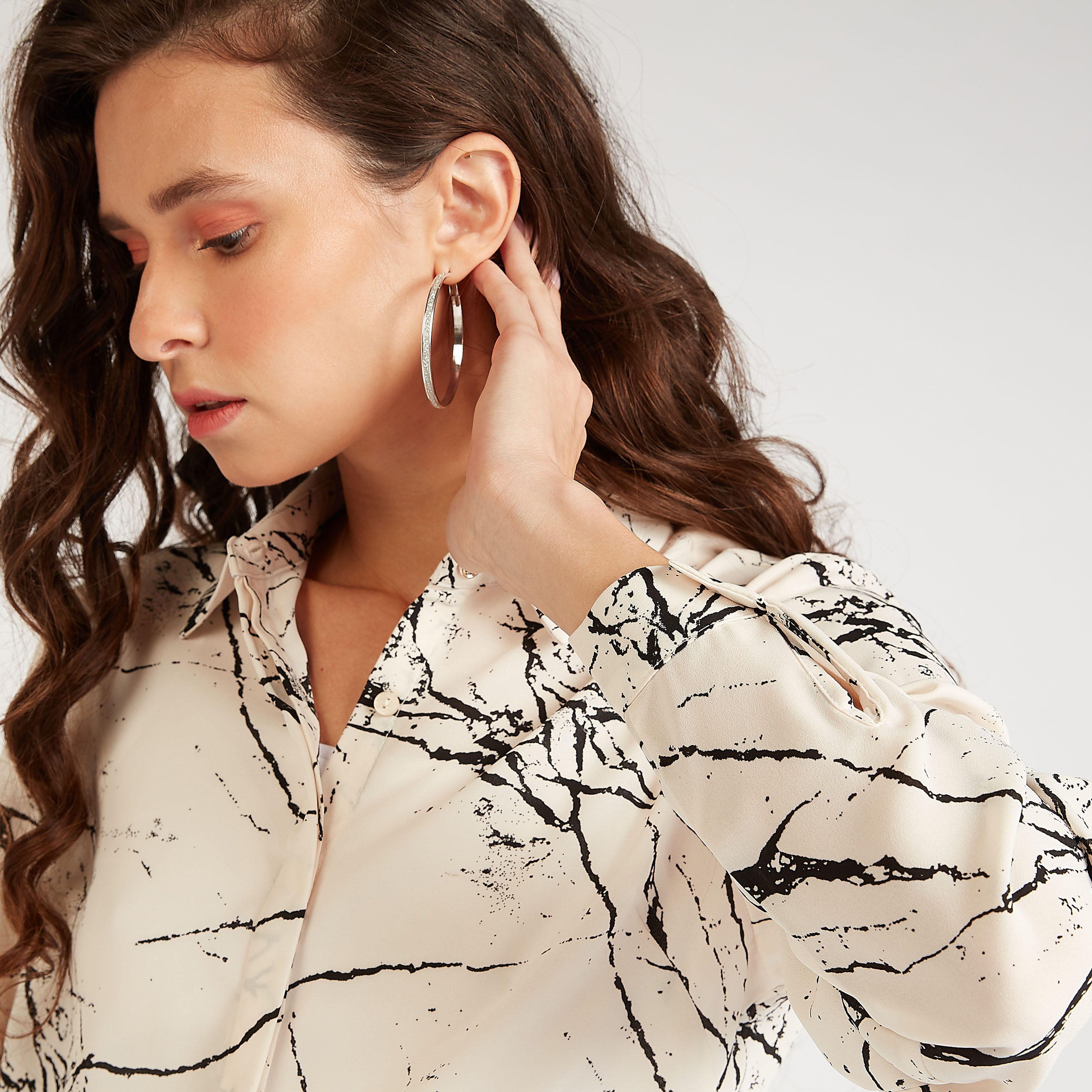 Printed Shirt with Collar and Long Sleeves-women-clothing-shirtsandblouses-shirts-image-3