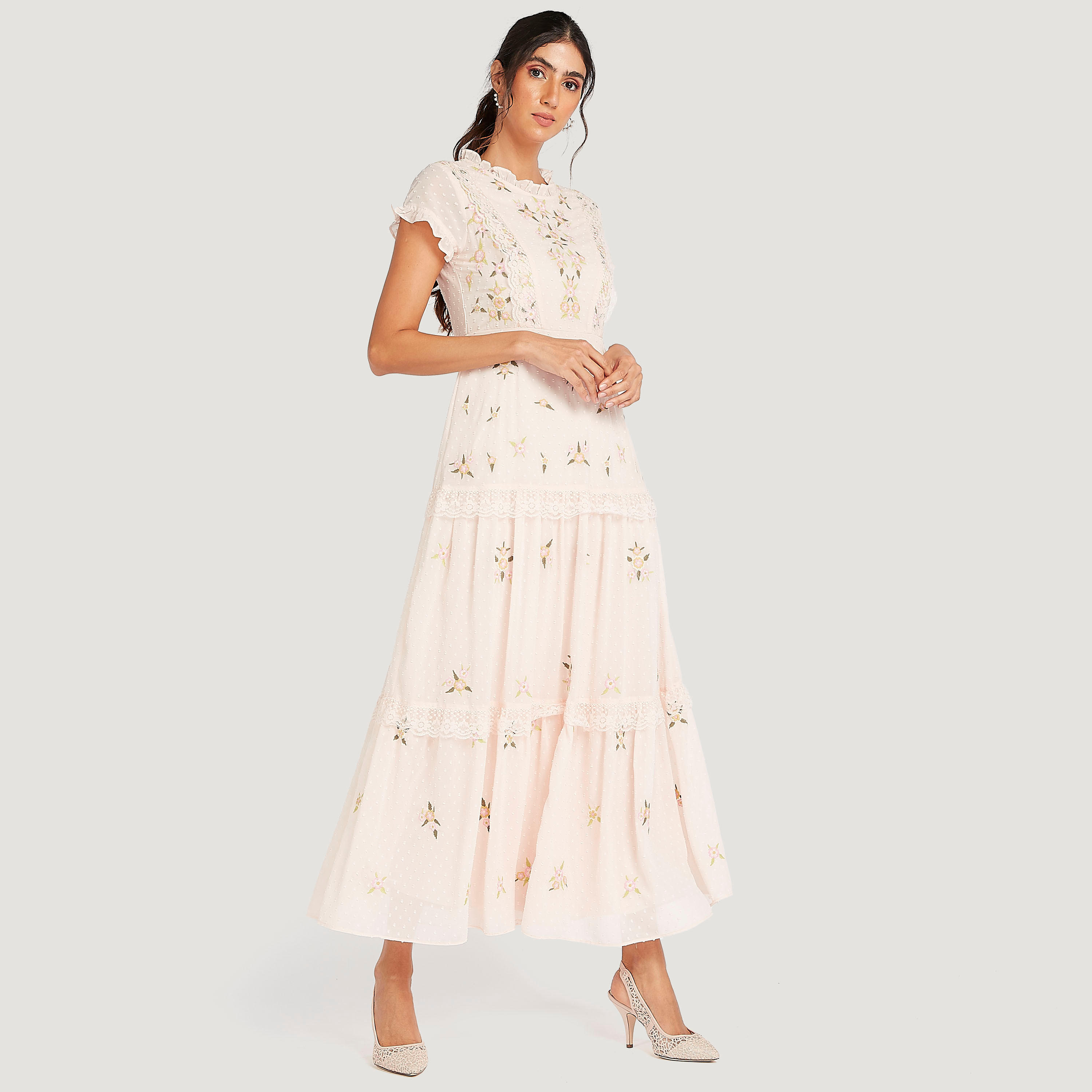 فستان طويل إيه لاين بياقة كشكش وتطريزات زهرية-women-clothing-dresses-image-3